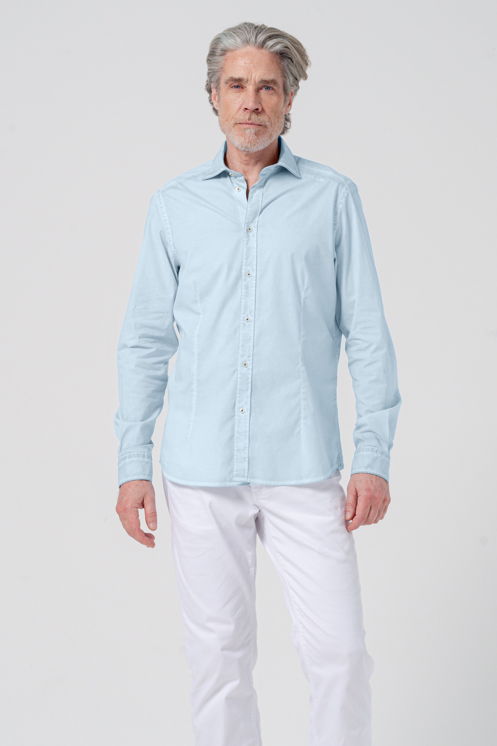 Camicia Popeline Collo Francese - Anice