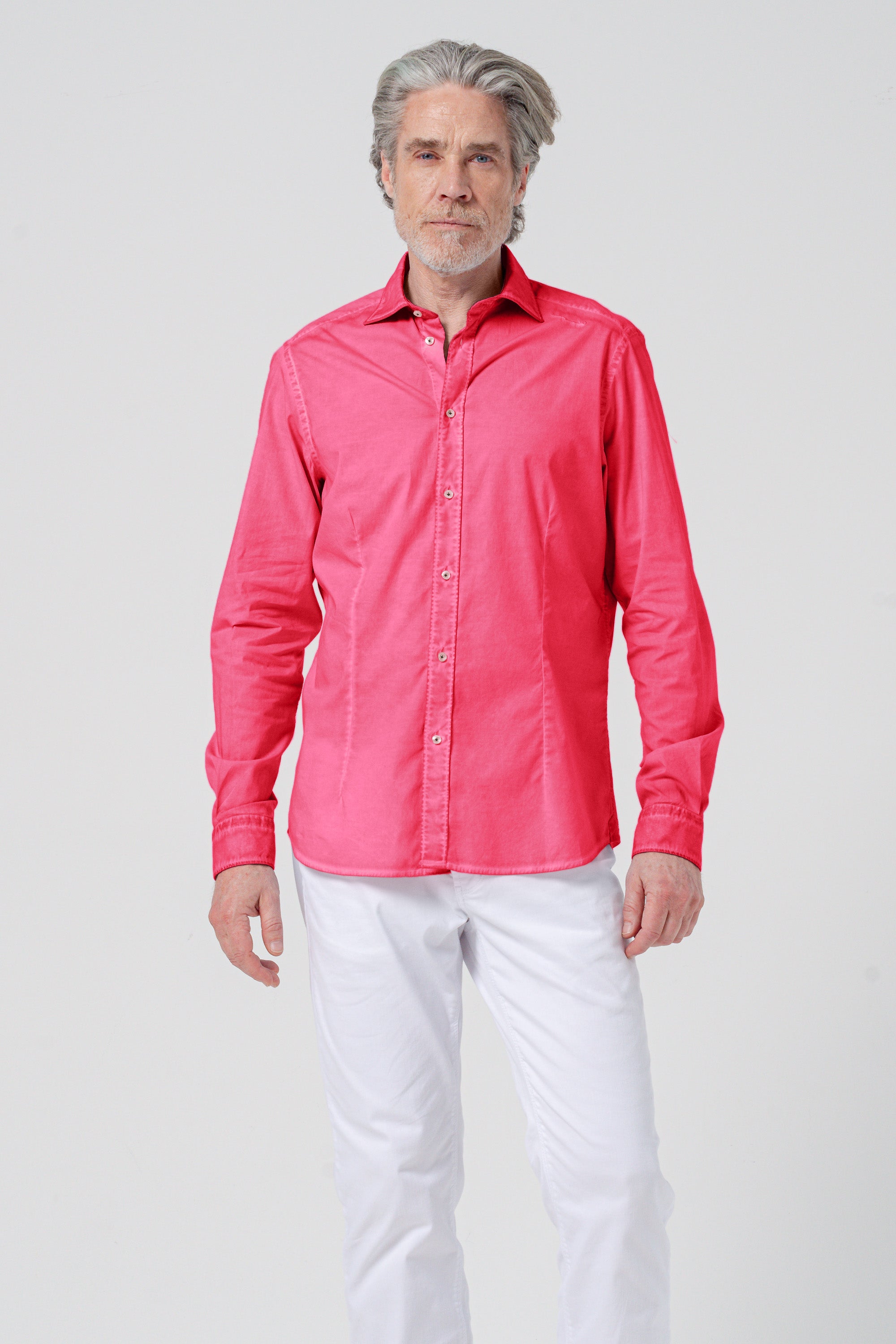 Camicia Popeline Collo Francese - Azalea