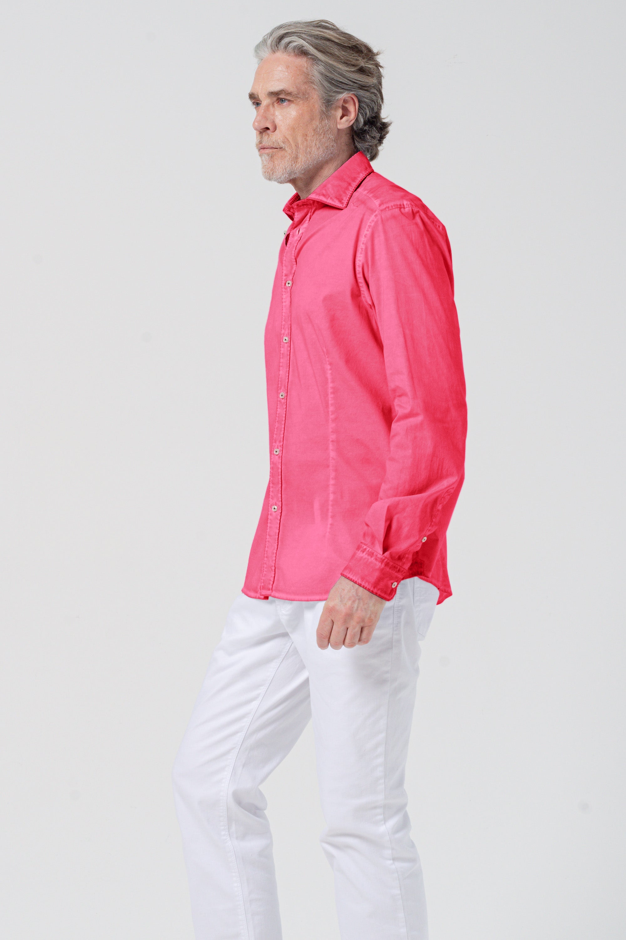 Camicia Popeline Collo Francese - Azalea