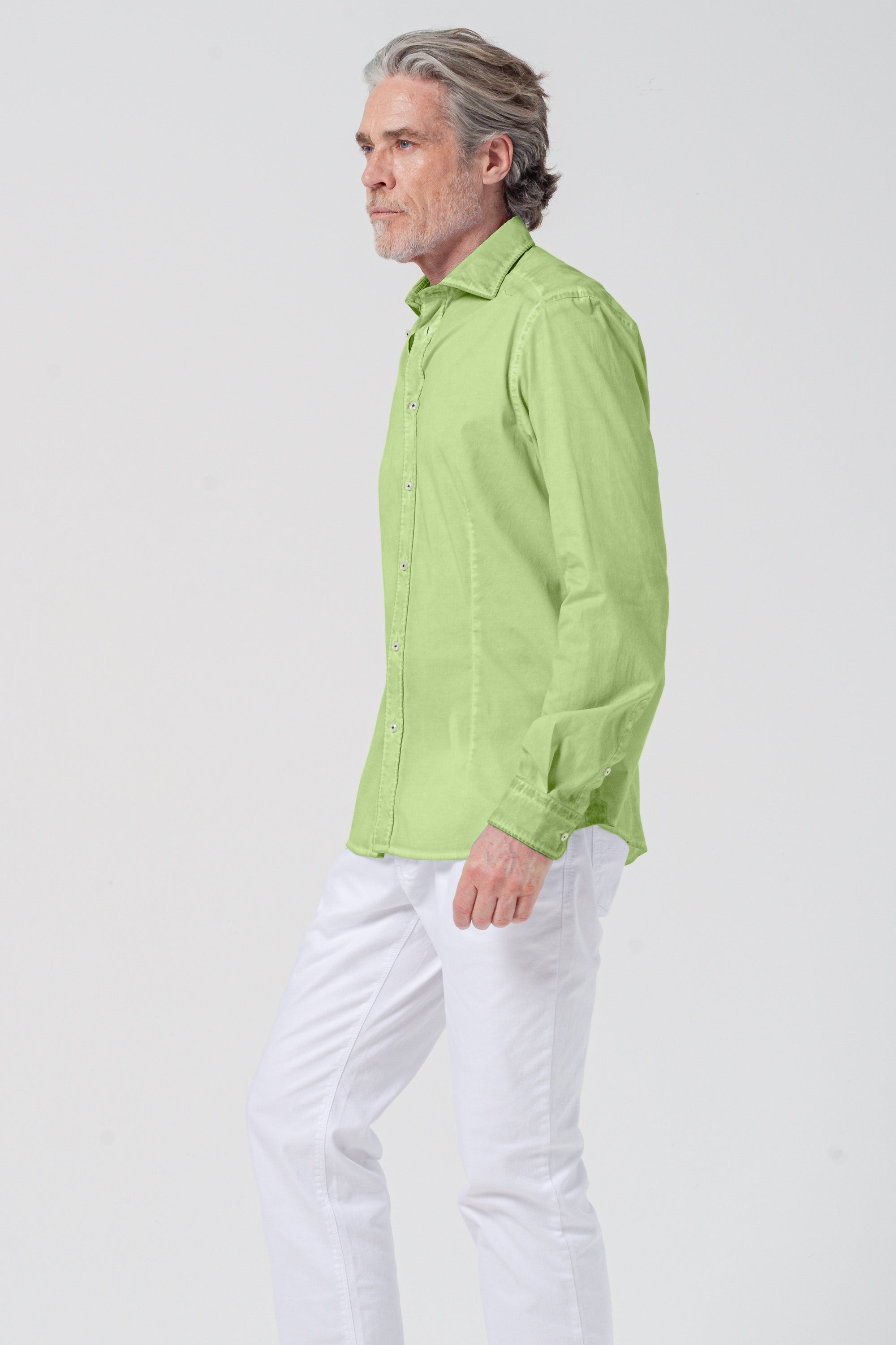Camicia Popeline Collo Francese - Kiwi