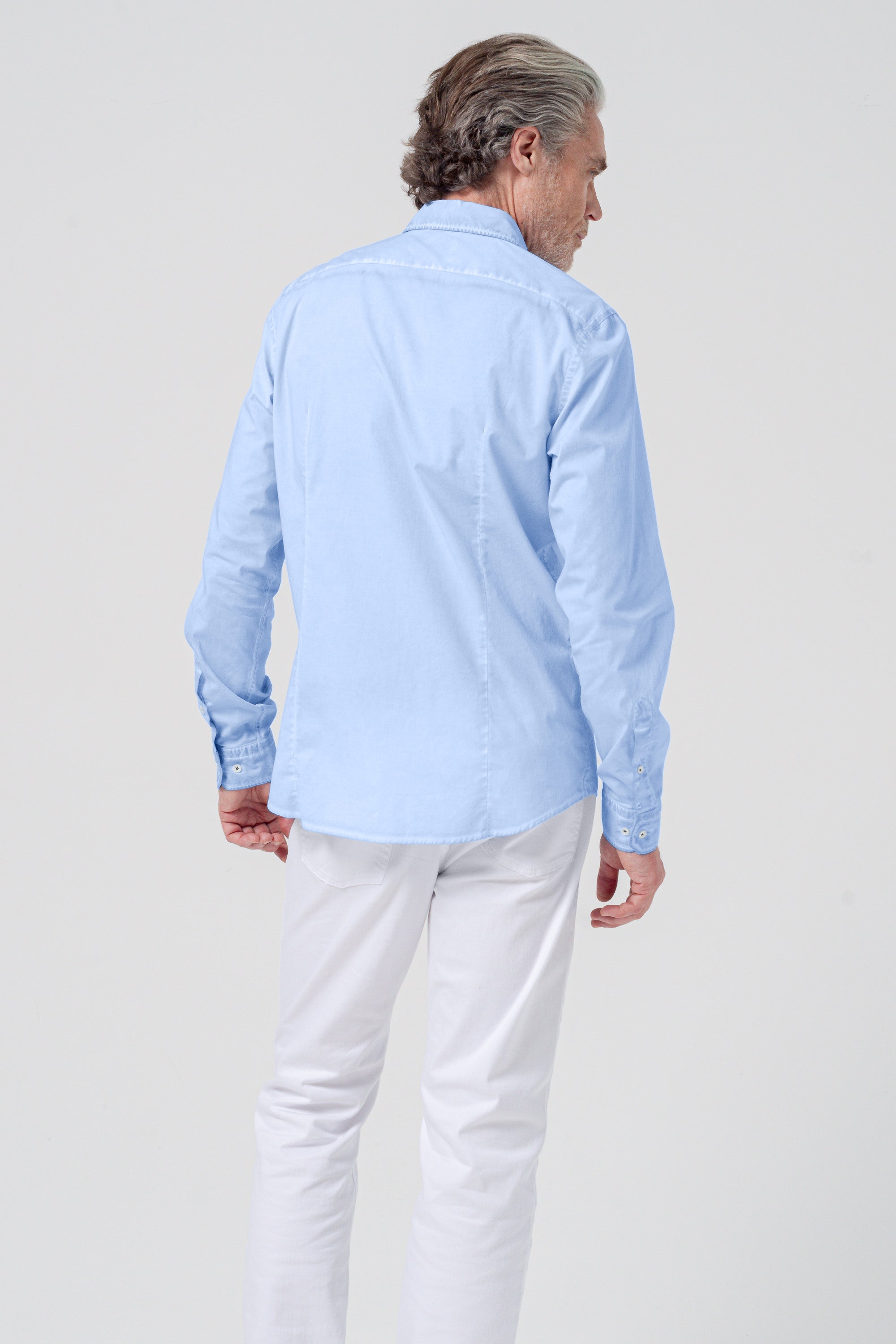 Camicia Slim Popeline Stretch - Cielo
