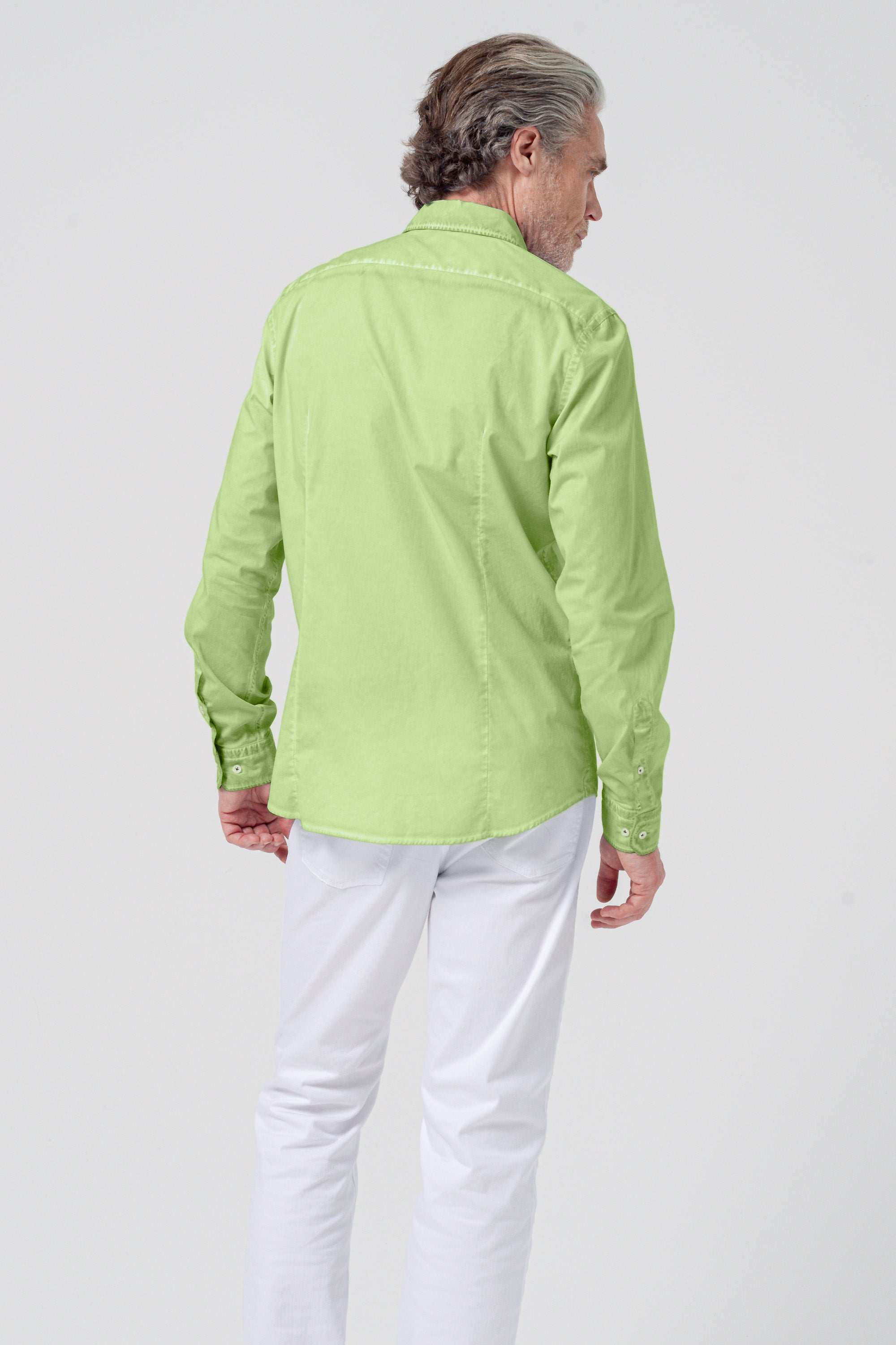 Camicia Popeline Collo Francese - Kiwi