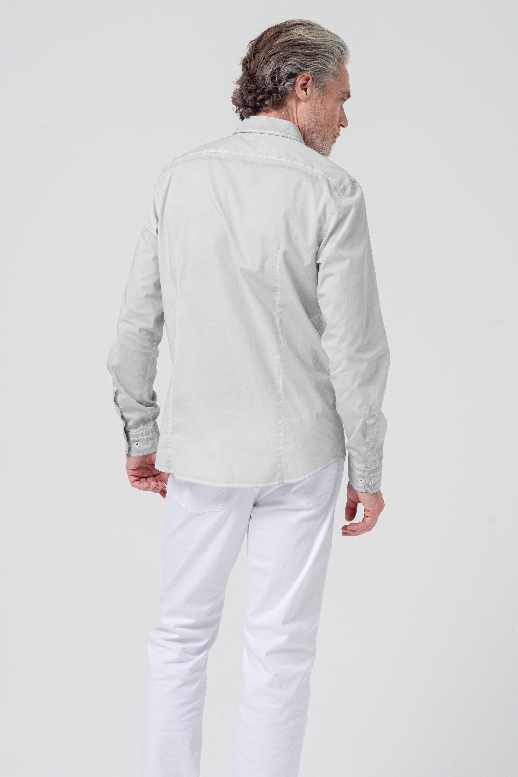 Camicia Popeline Collo Francese - Marmo