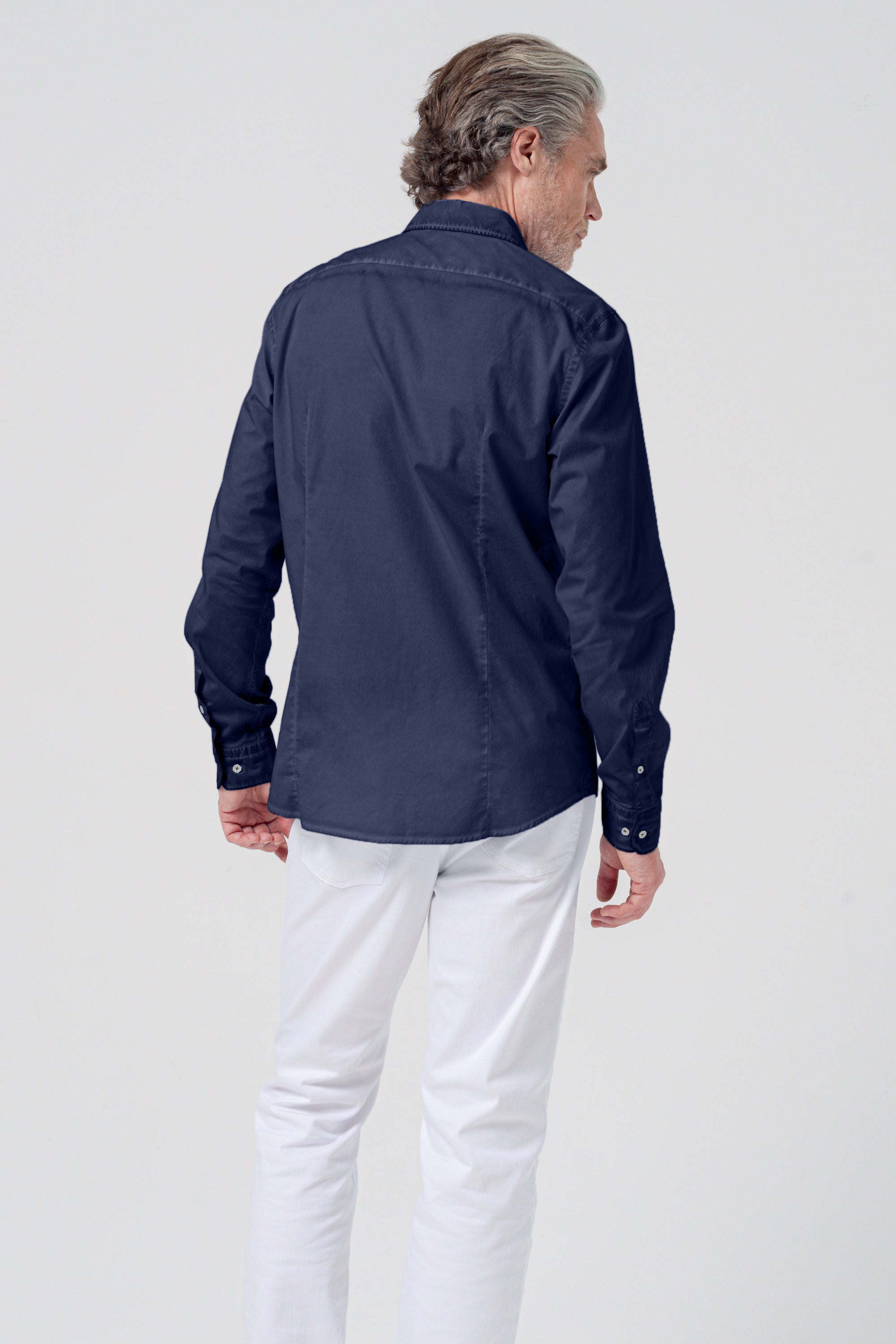 Camicia Slim Popeline Stretch - Navy