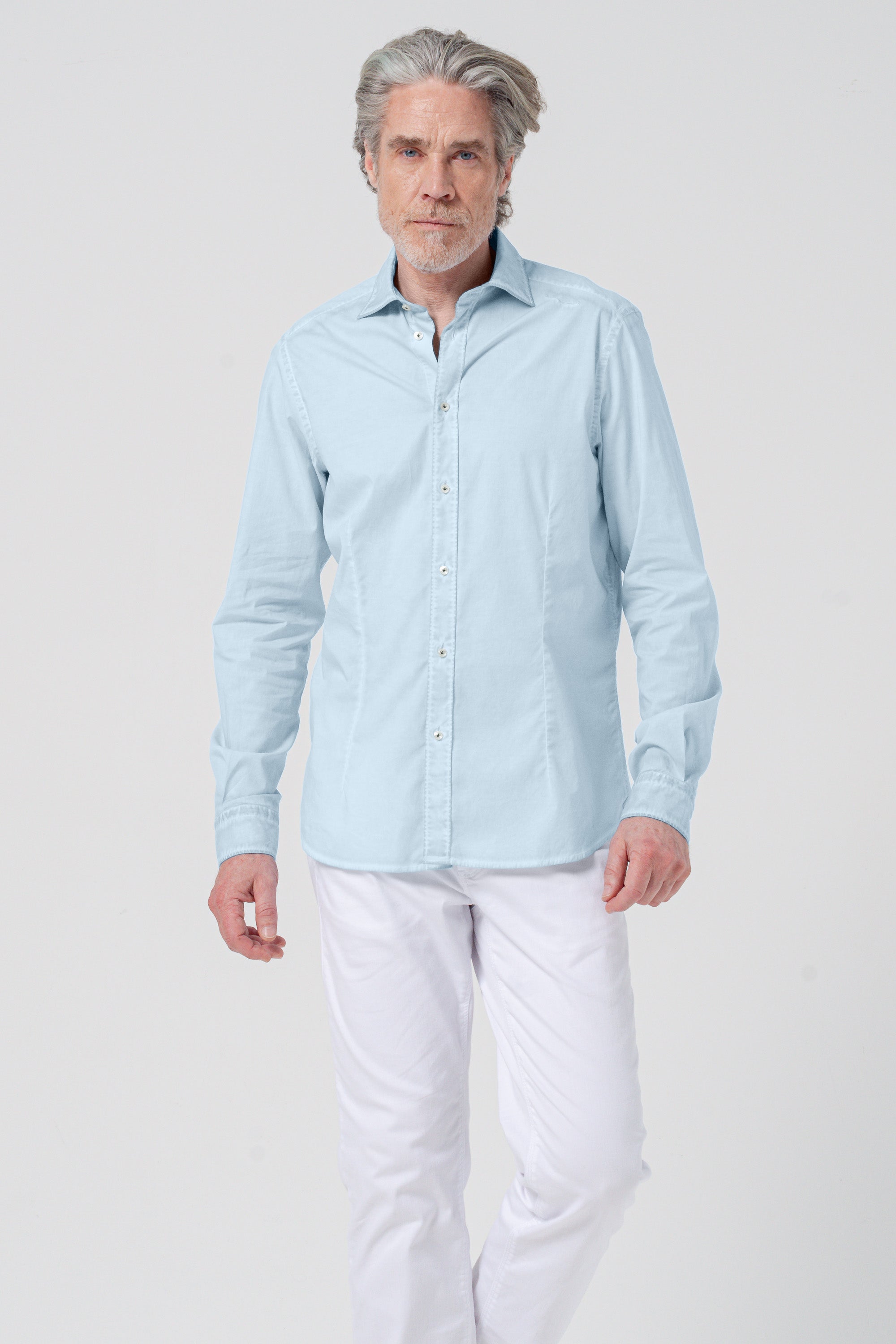 Camicia Popeline Collo Francese - Anice