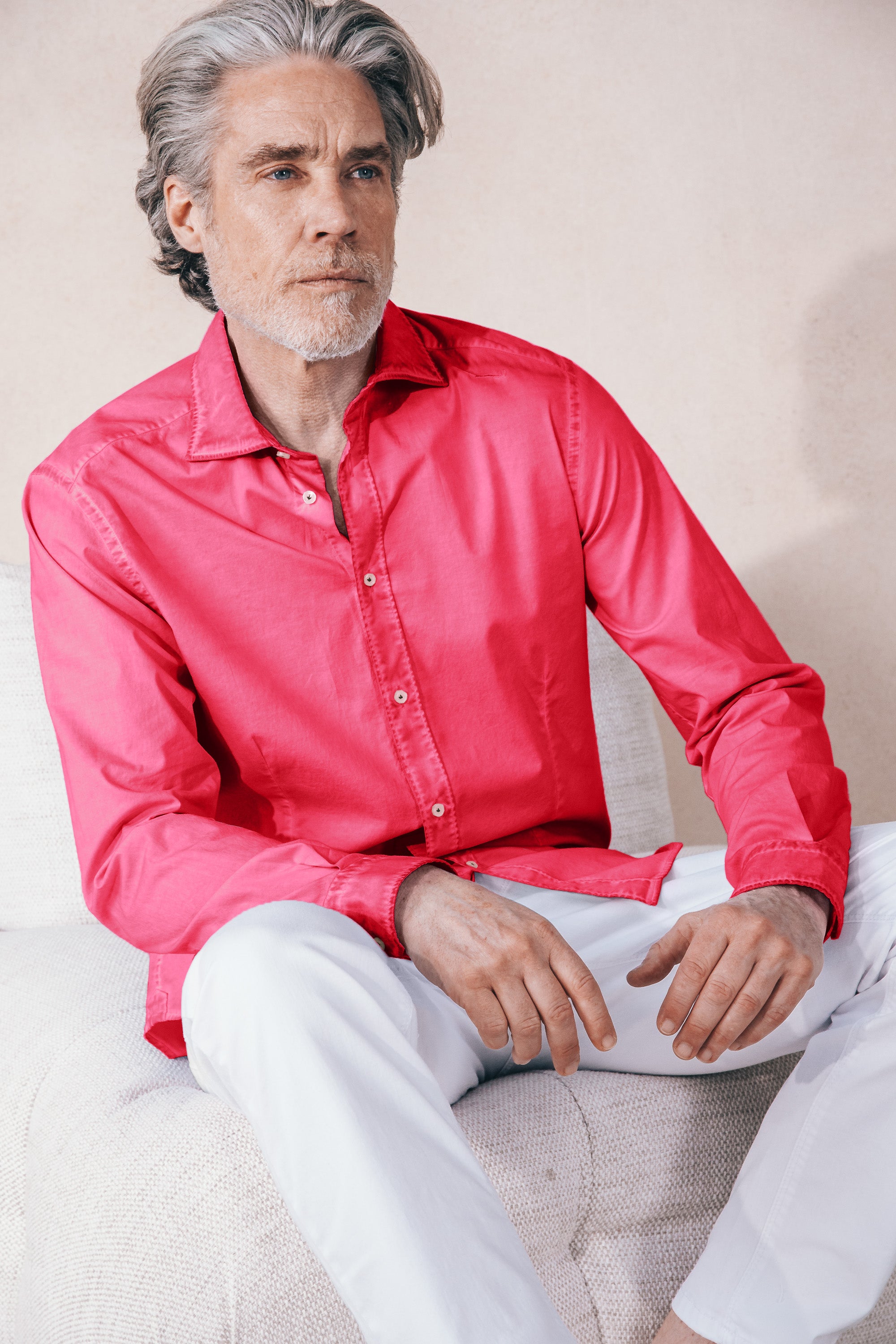 Camicia Popeline Collo Francese - Azalea