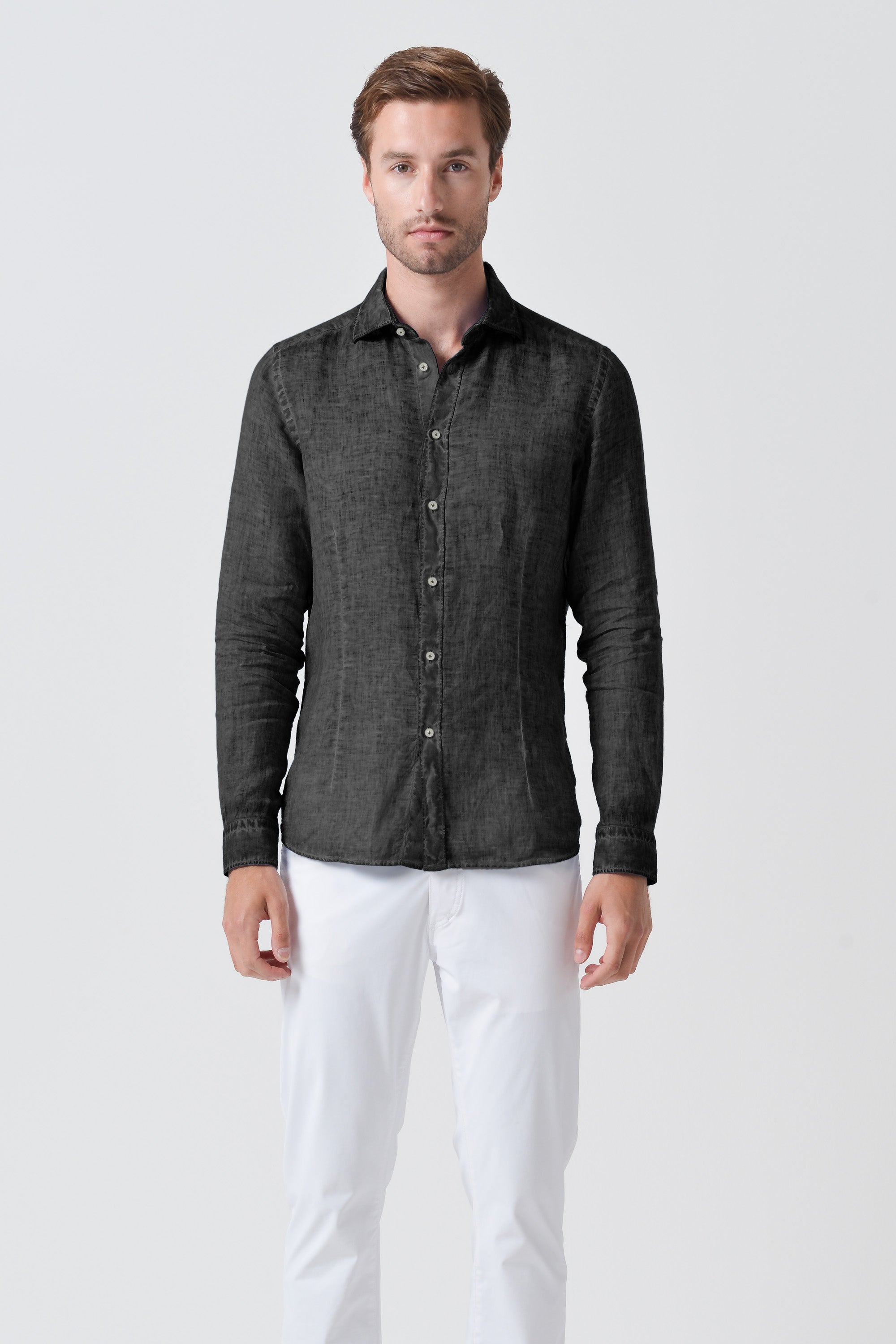 Slim Fit Linen Shirt - Pietra