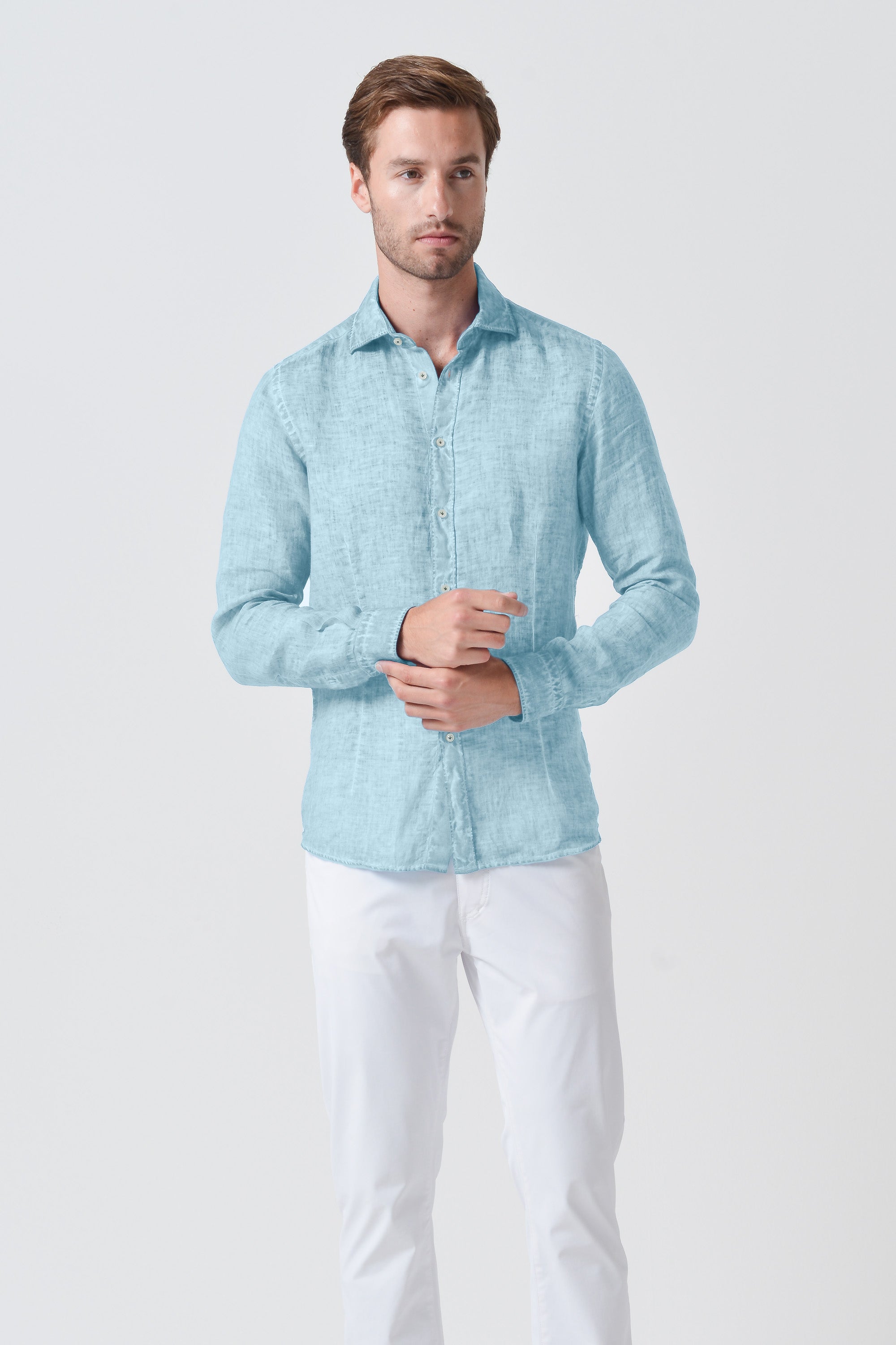 Slim Fit Linen Shirt - Bora Bora