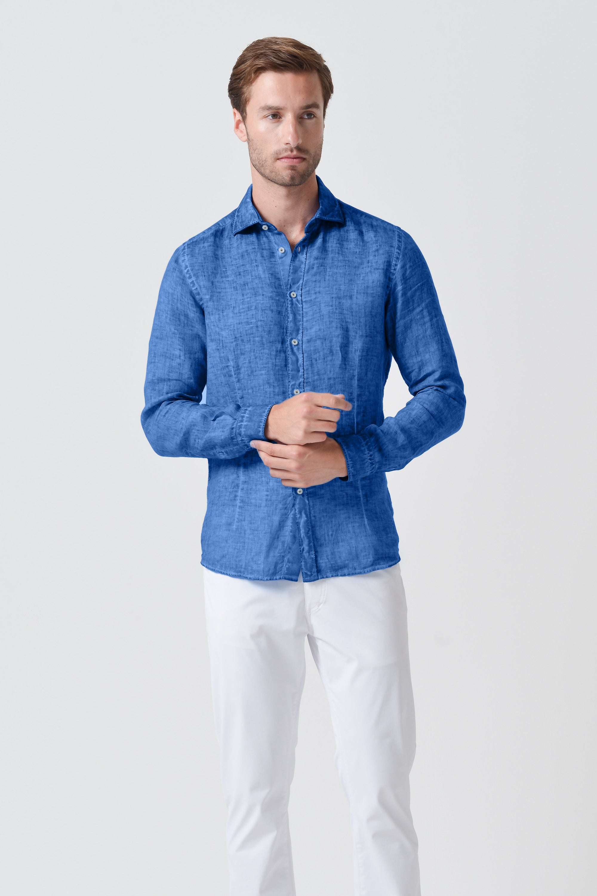 Slim Fit Linen Shirt - Oceano