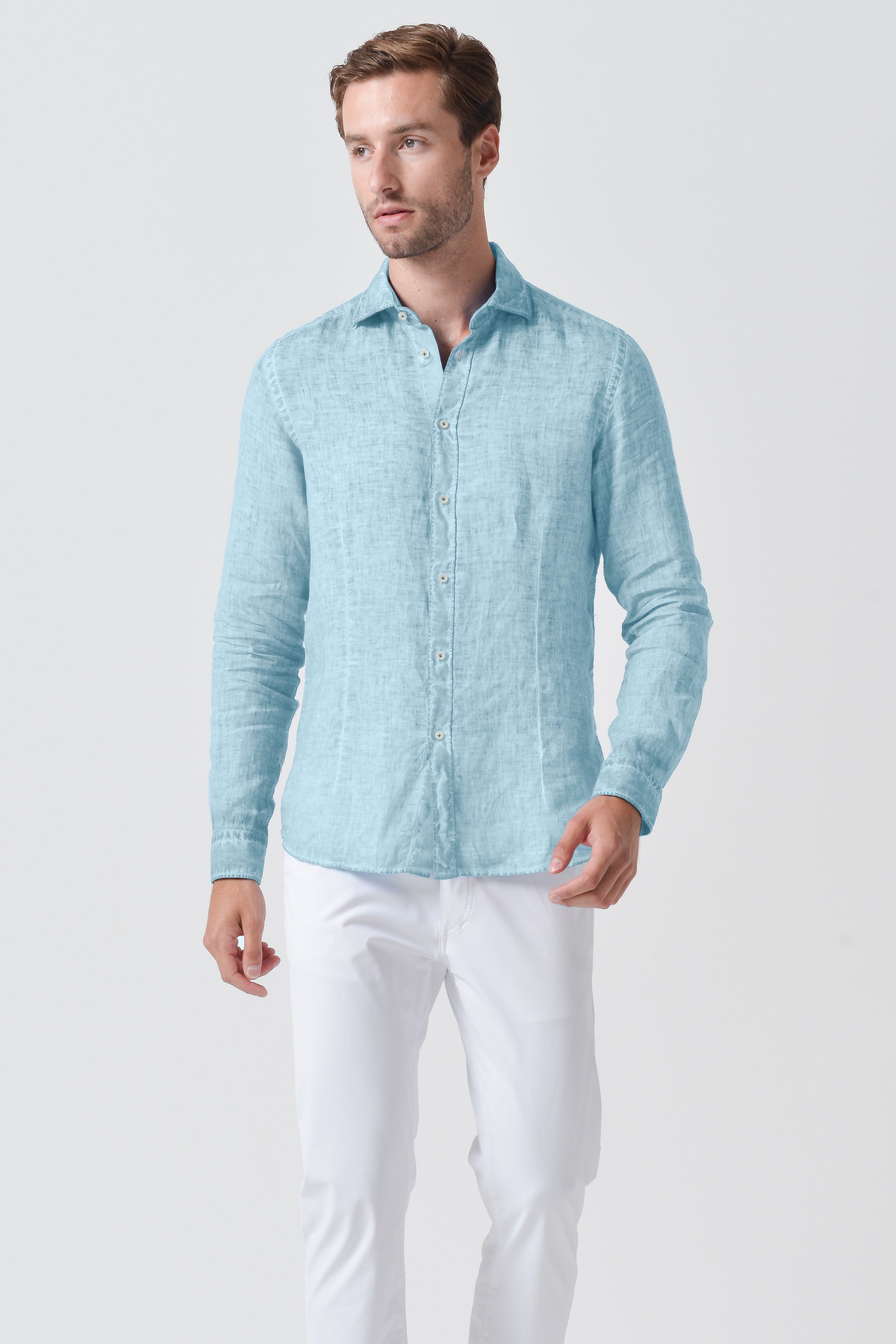Slim Fit Linen Shirt - Bora Bora