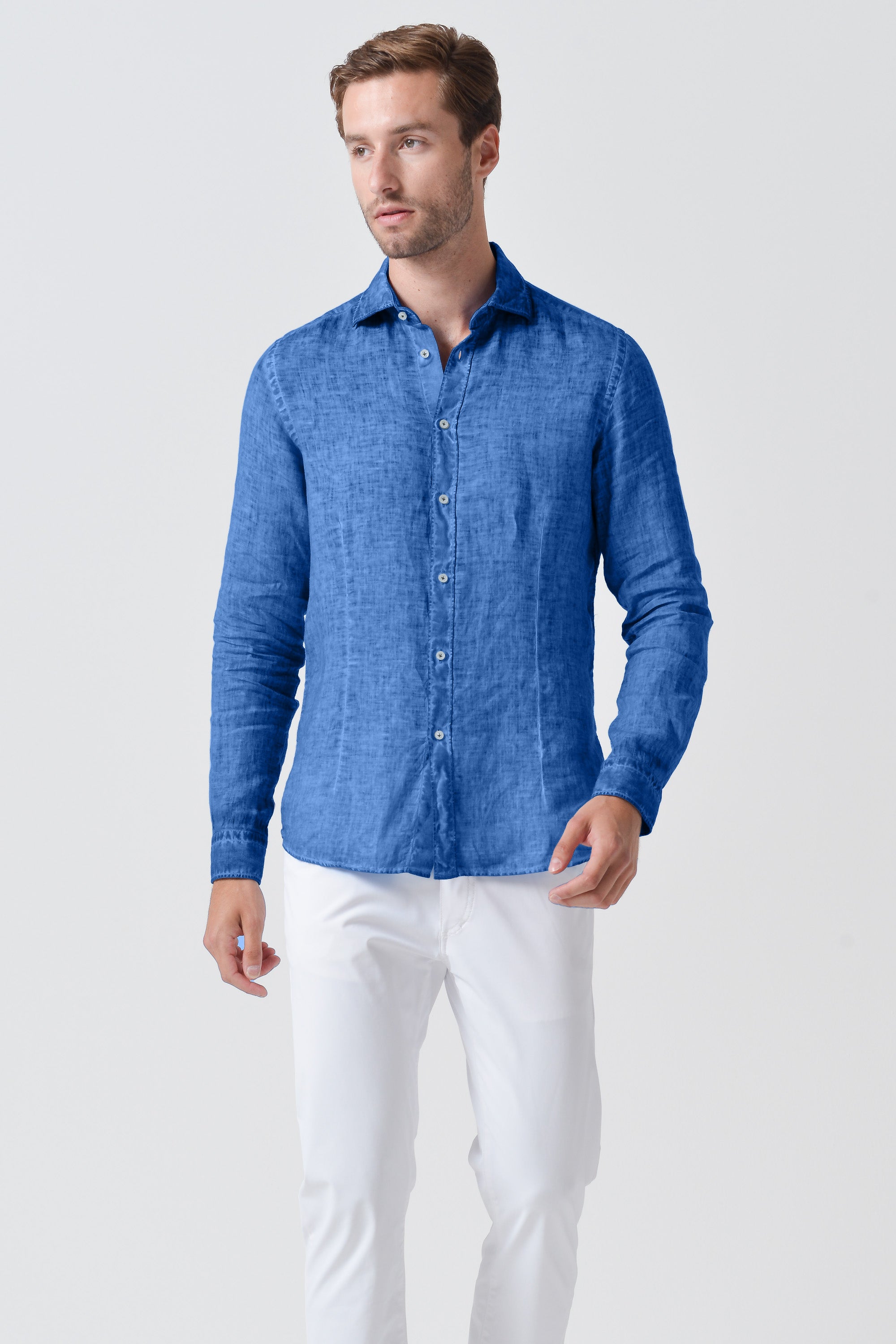 Slim Fit Linen Shirt - Oceano