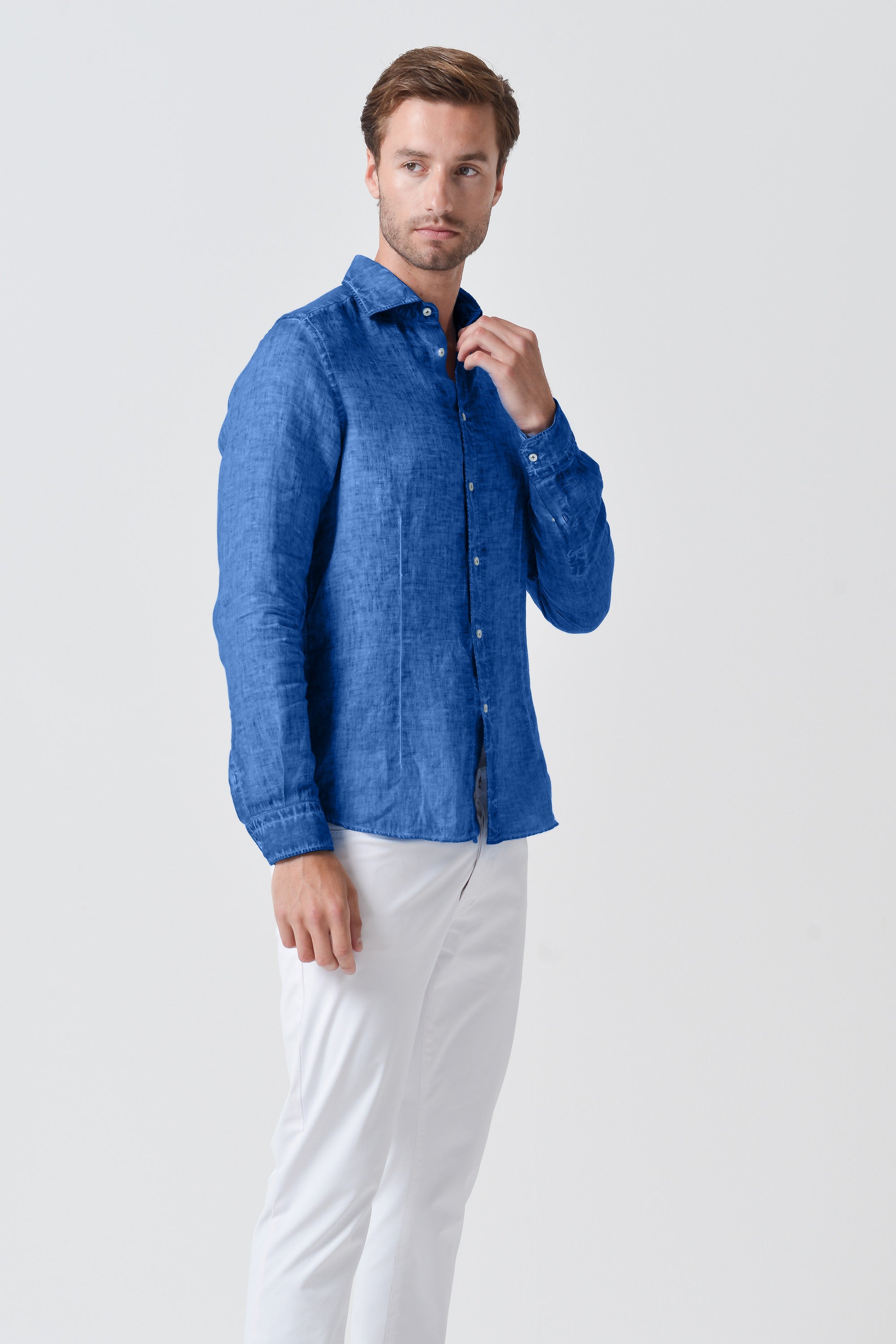 Slim Fit Linen Shirt - Oceano