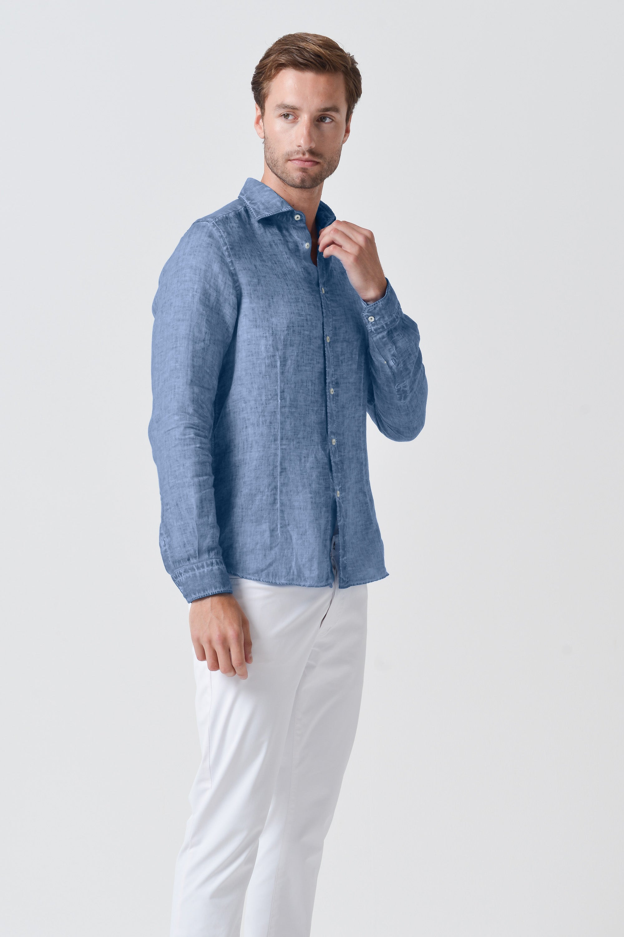 Slim Fit Linen Shirt - Polar