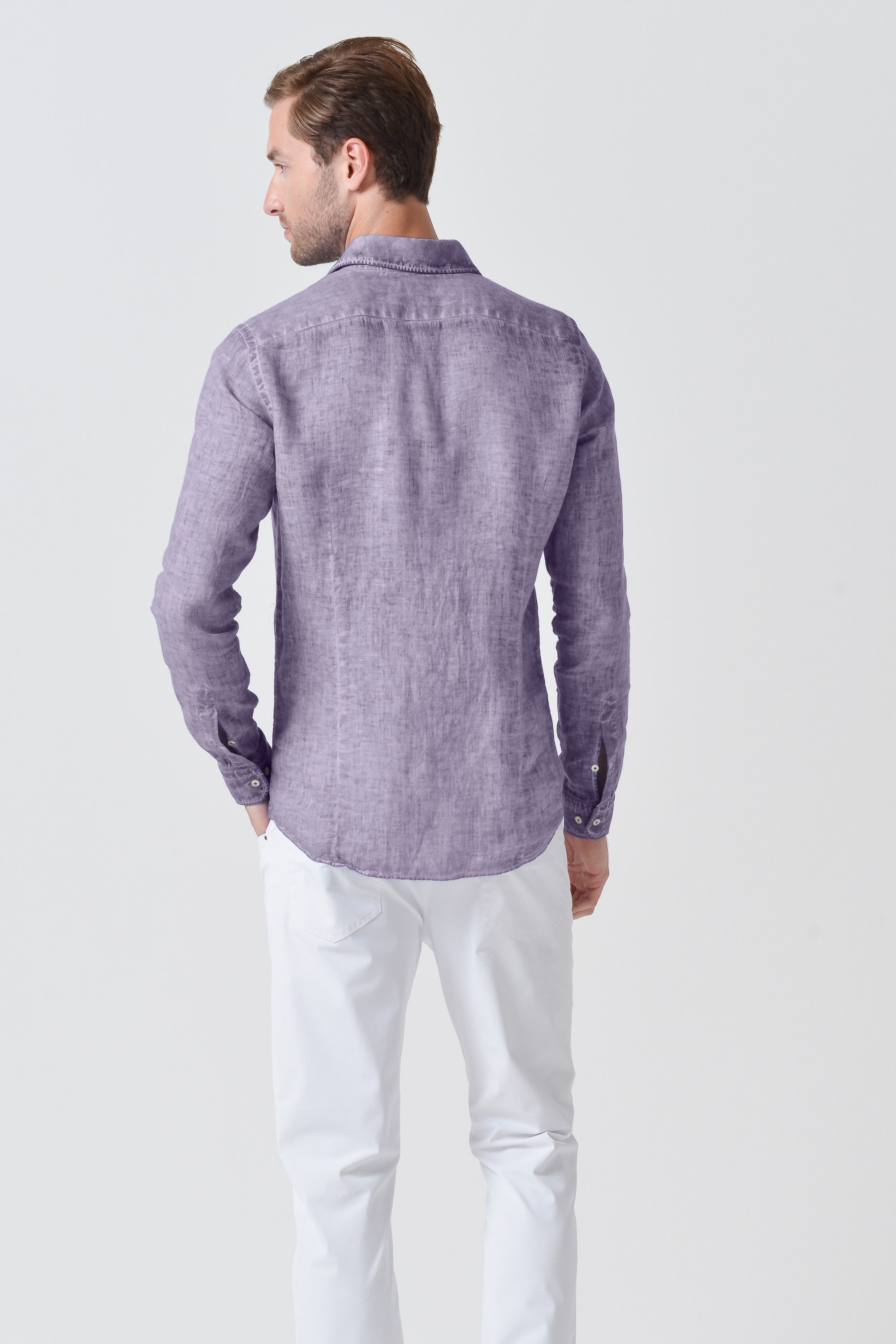 Slim Fit Linen Shirt - Mauve