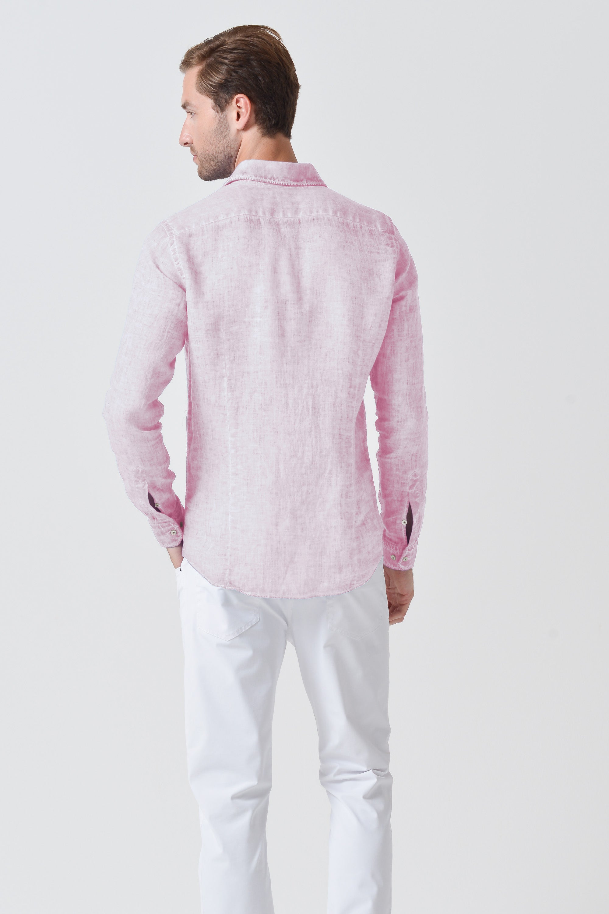 Slim Fit Linen Shirt - Rose