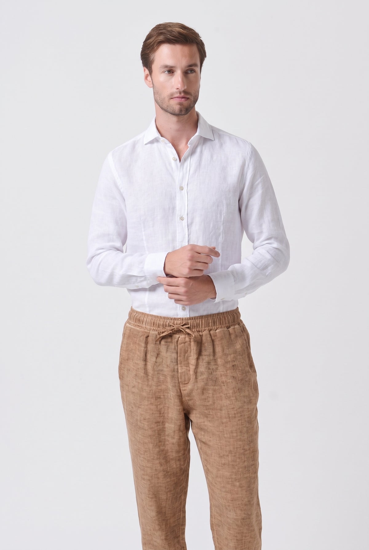 Slim Fit Linen Shirt - White