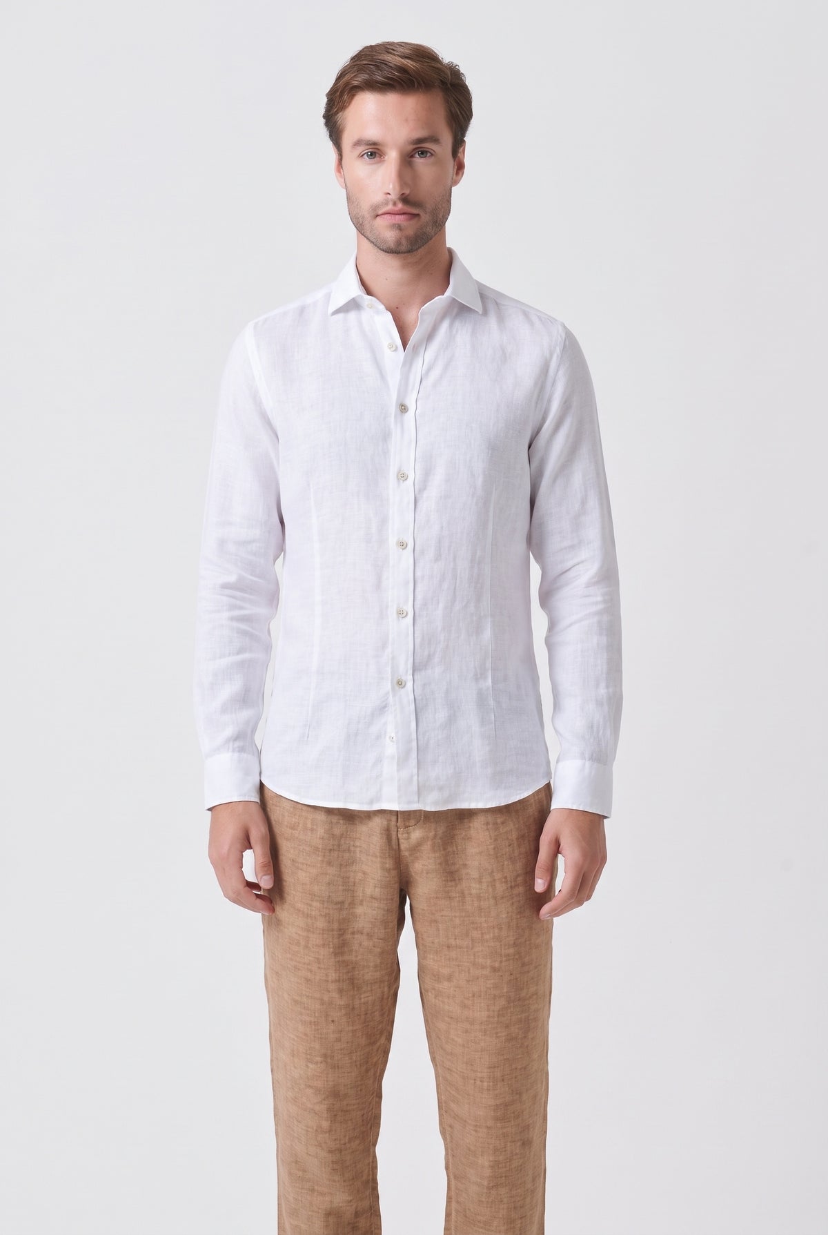 Slim Fit Linen Shirt - White