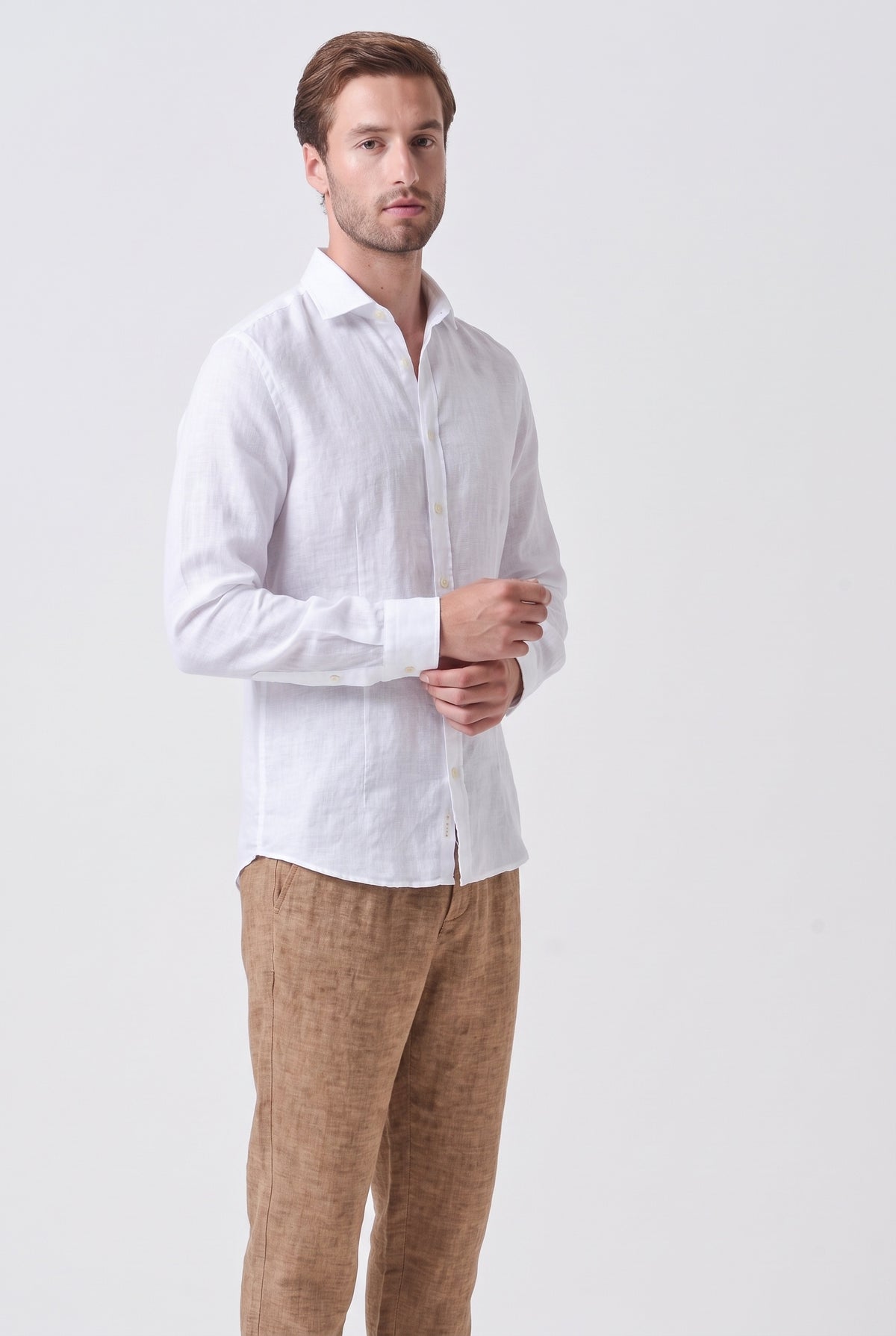 Slim Fit Linen Shirt - White