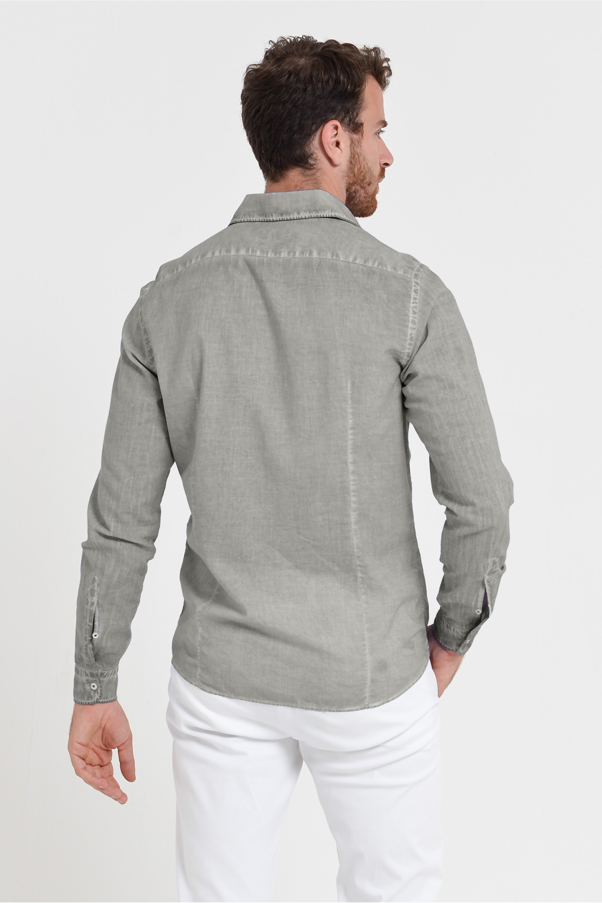 Slim Fit Voile Shirt - Dolphin
