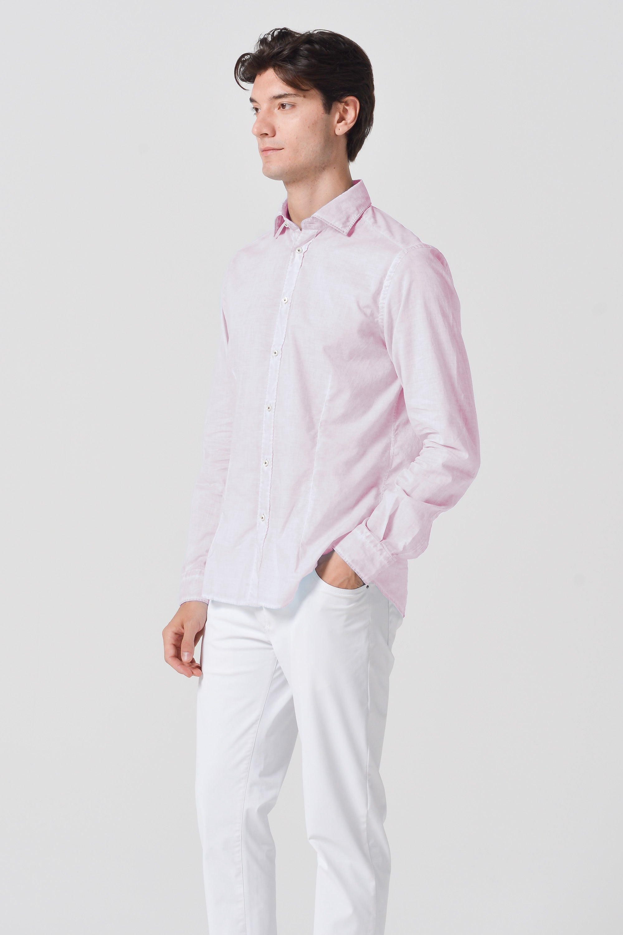 Camicia Slim Cotone Voile - Rose