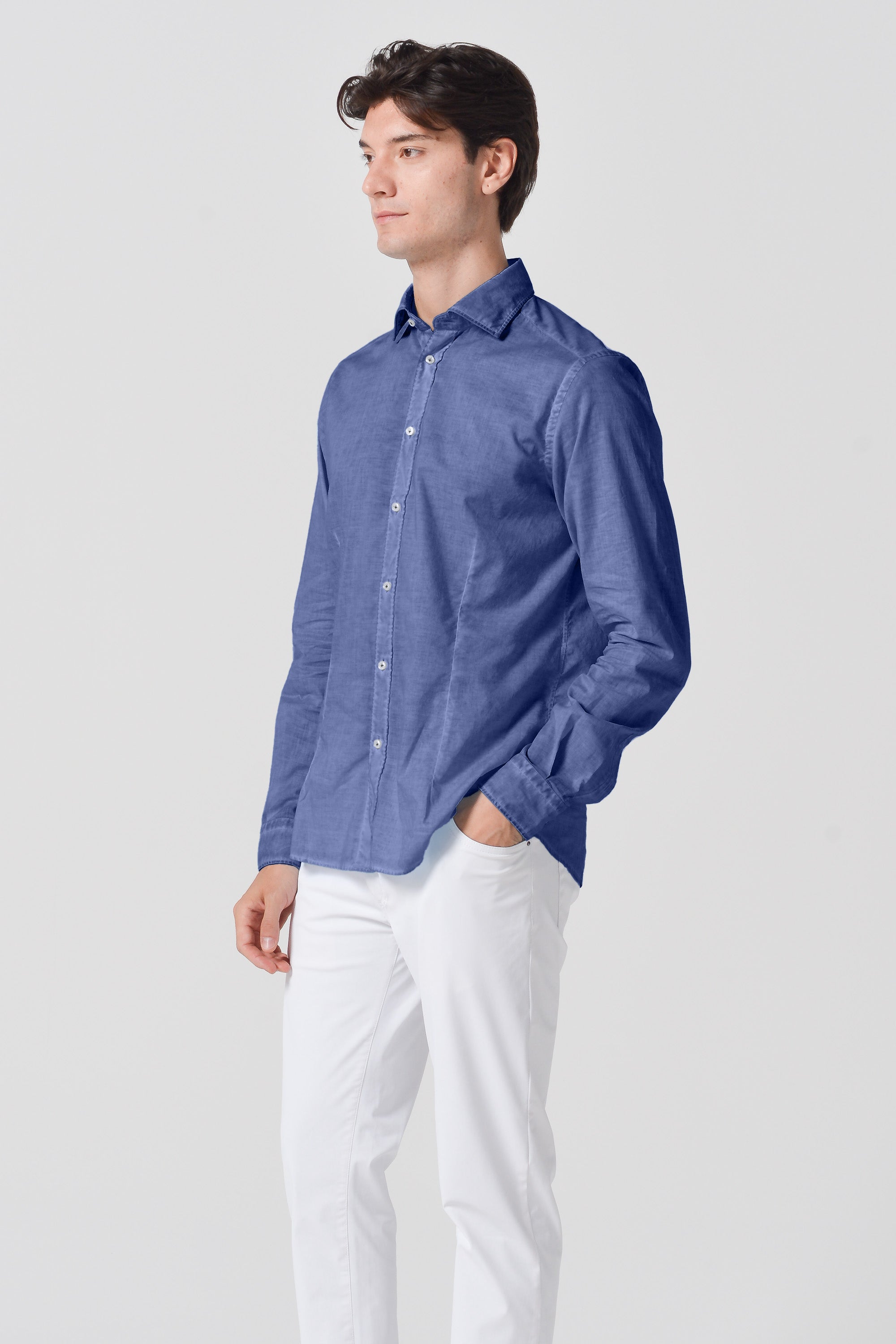 Camicia Slim Cotone Voile - Whale