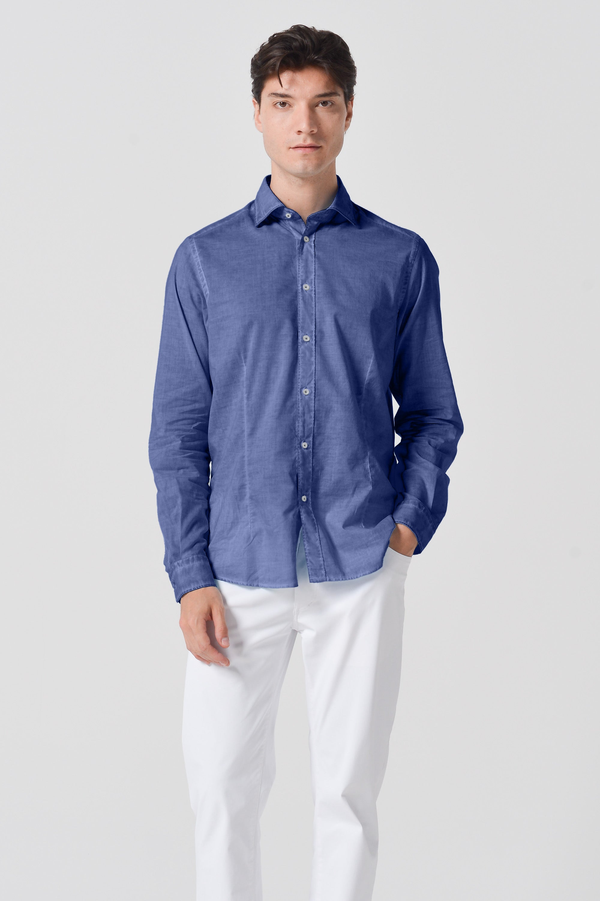 Camicia Slim Cotone Voile - Whale