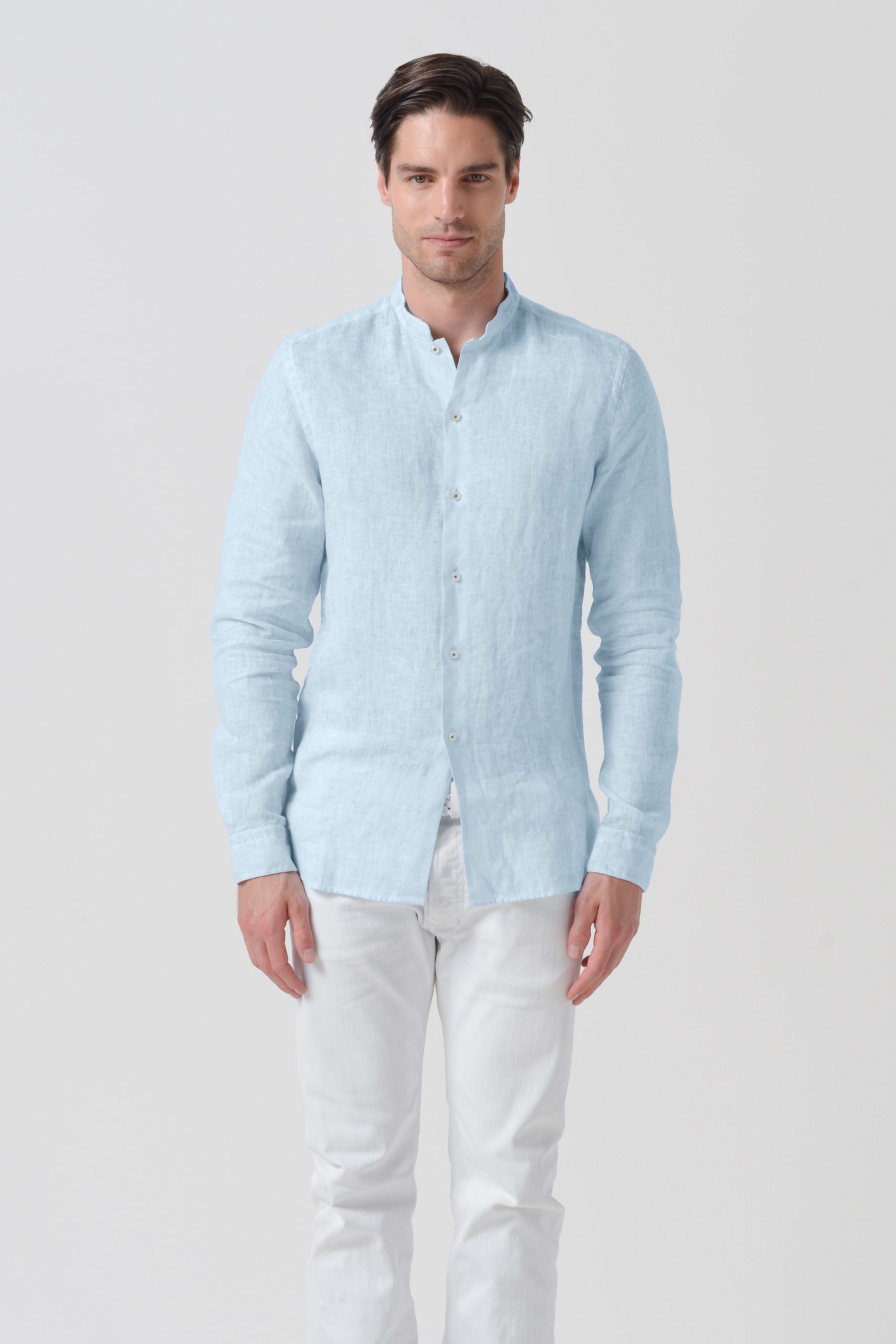 Camicia Lino Collo Coreana - Anice