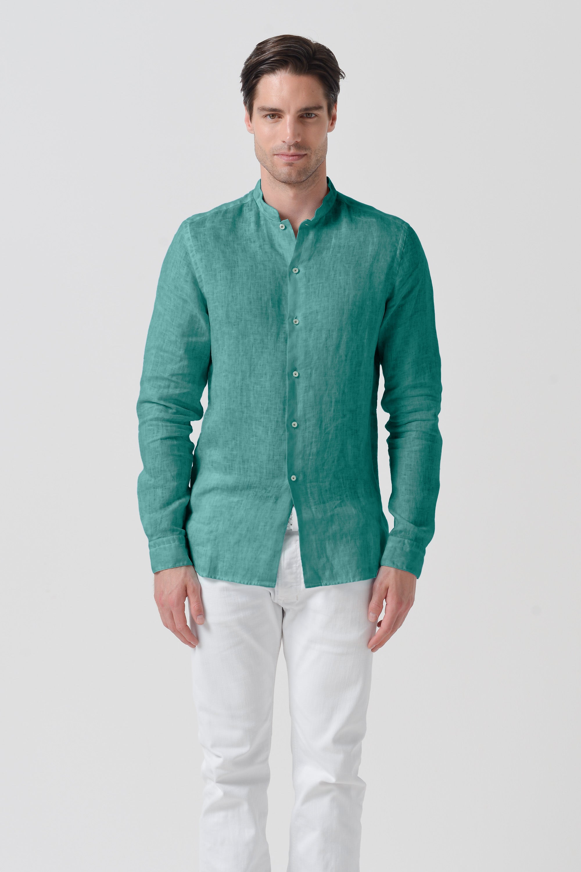 Camicia Lino Collo Coreana - Bahama