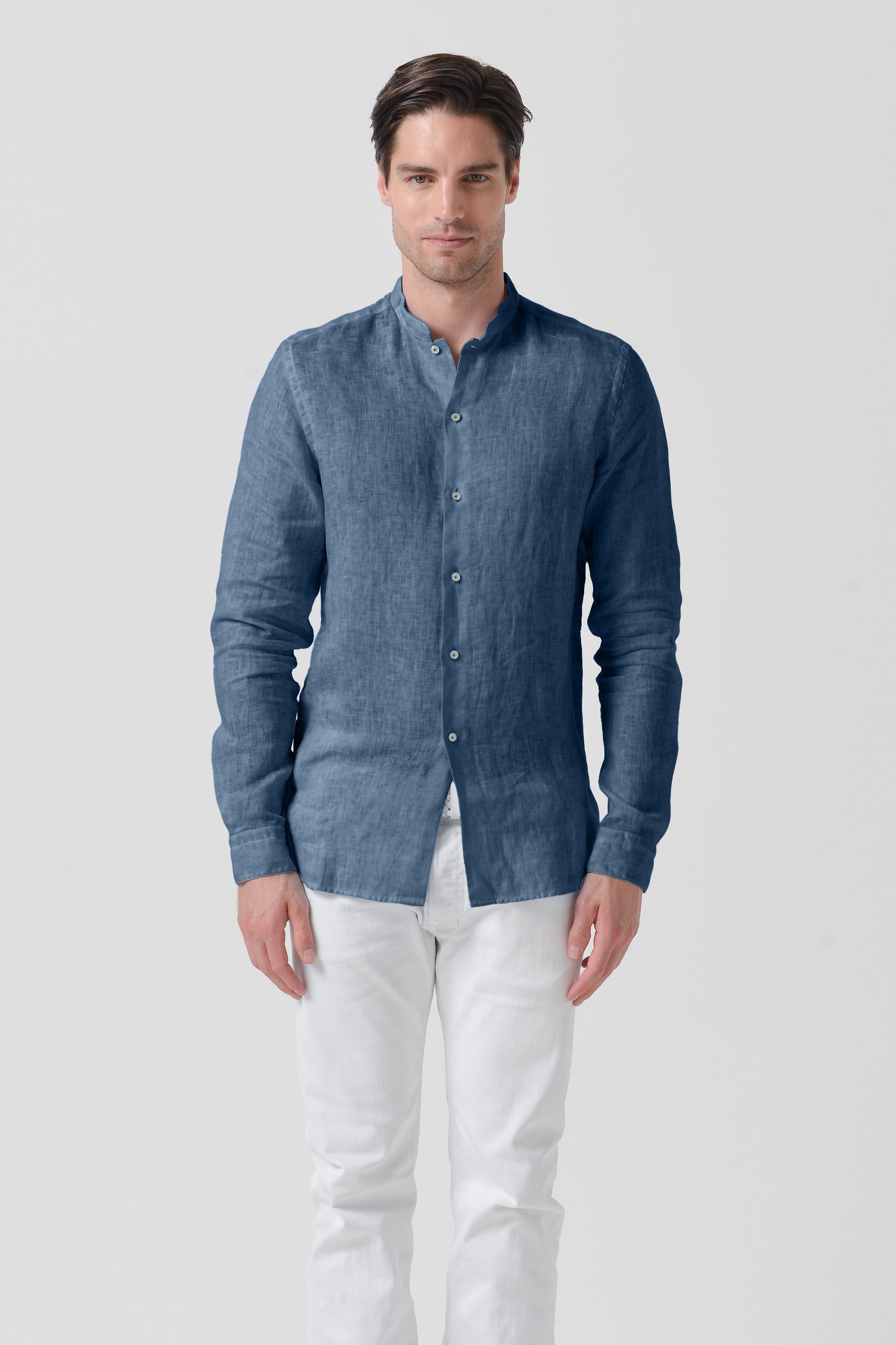 Camicia Lino Collo Coreana - Jeans