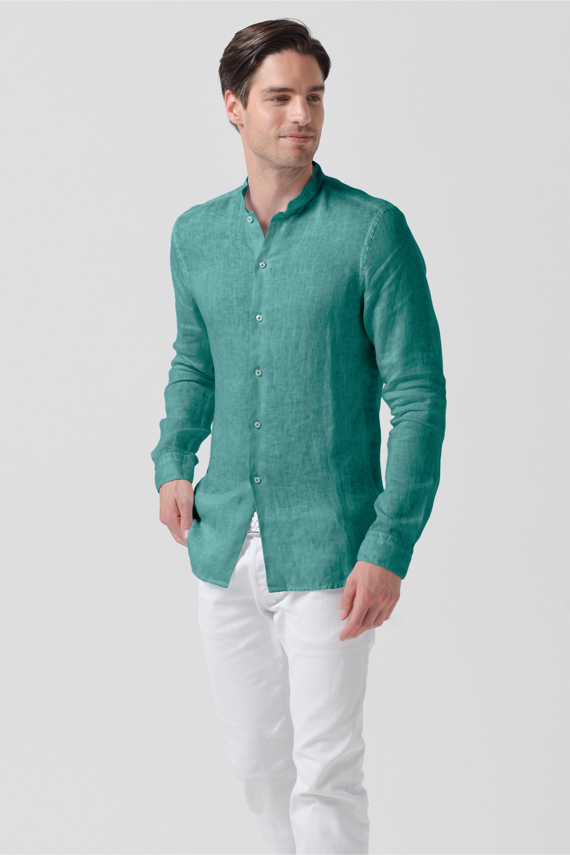 Camicia Lino Collo Coreana - Bahama