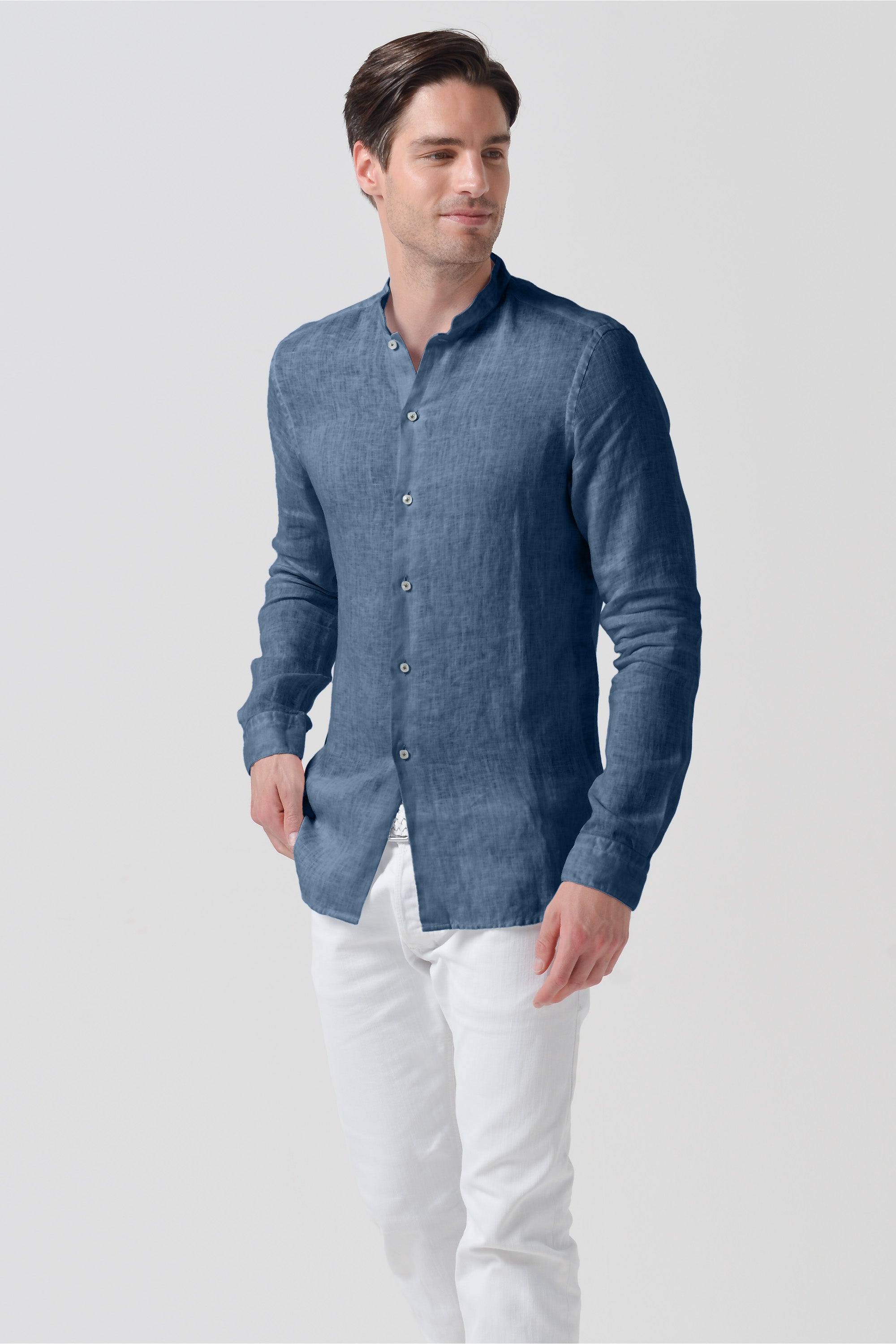 Camicia Lino Collo Coreana - Jeans