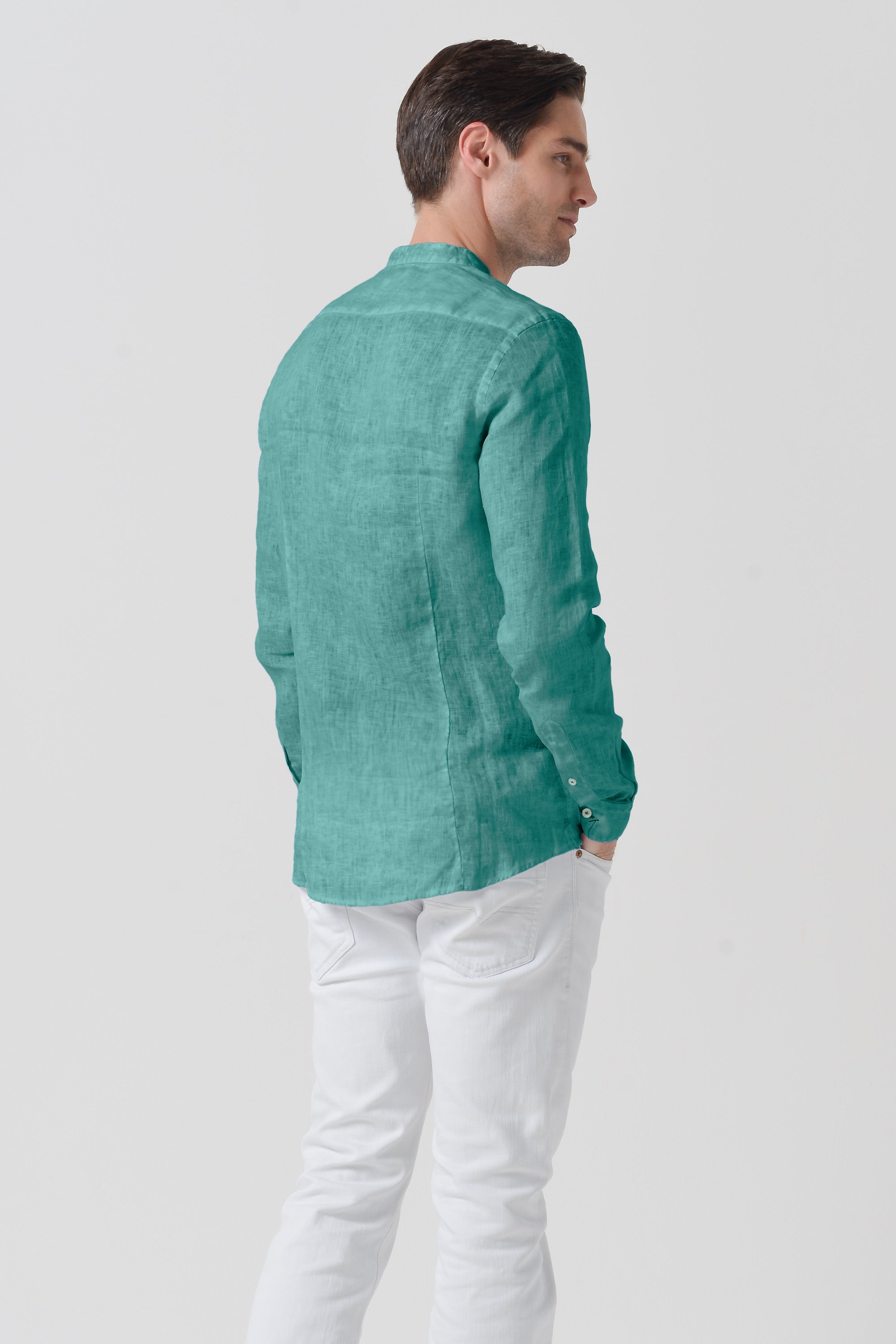 Camicia Lino Collo Coreana - Bahama