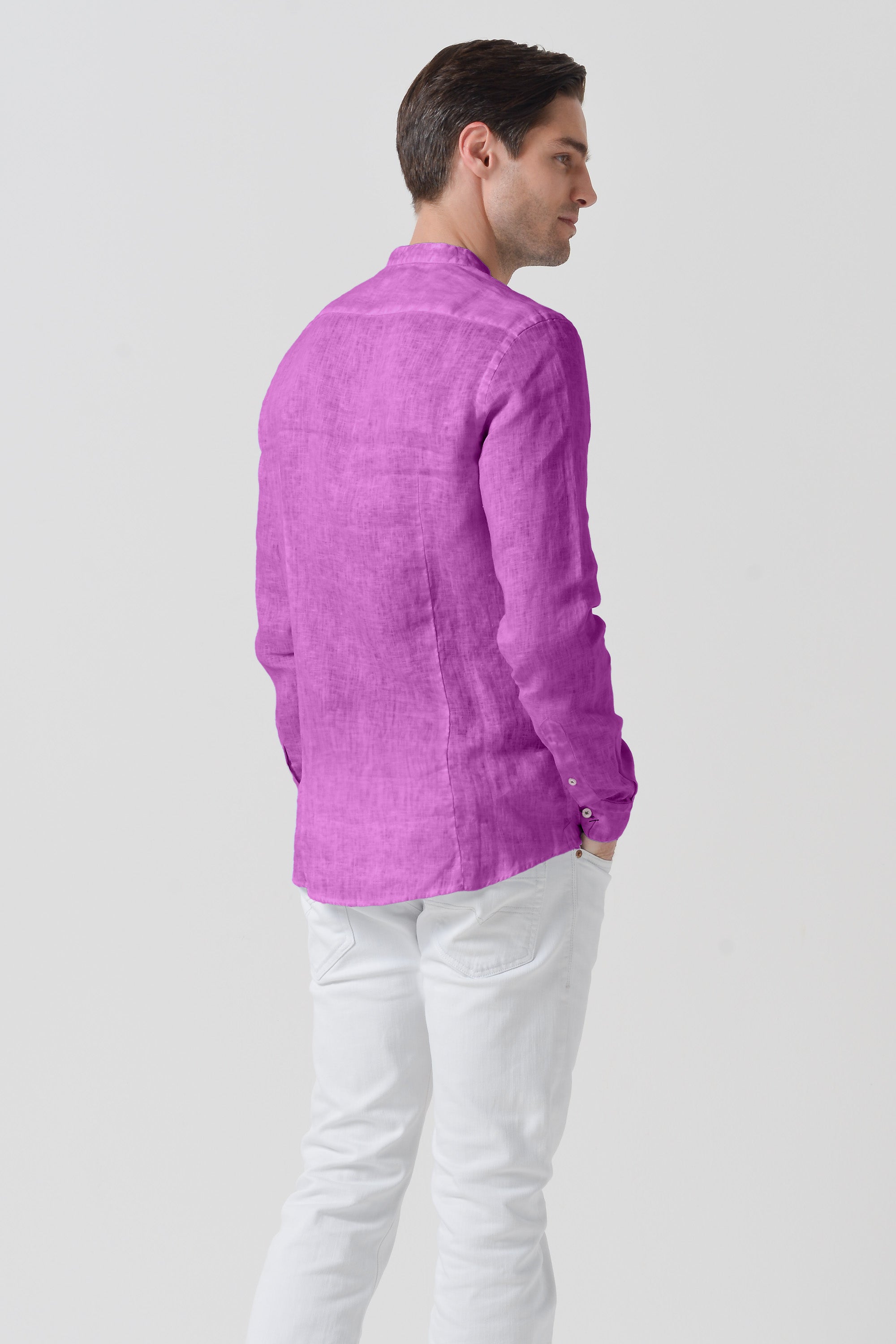 Camicia Lino Collo Coreana - Bouganvillea