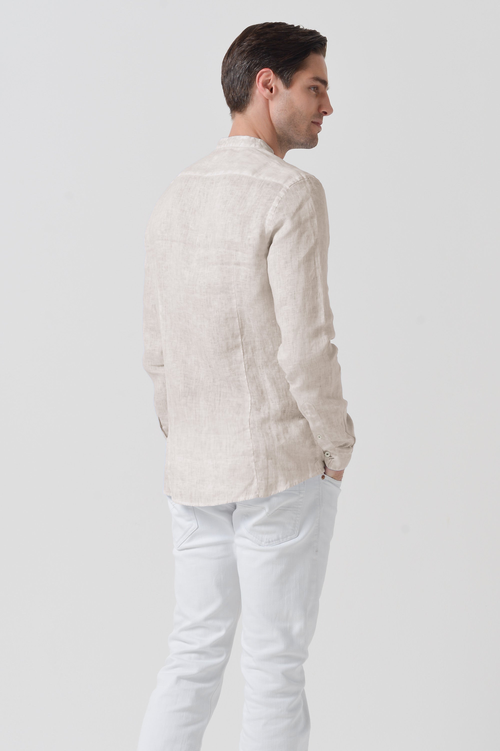 Camicia Lino Collo Coreana - Canapa
