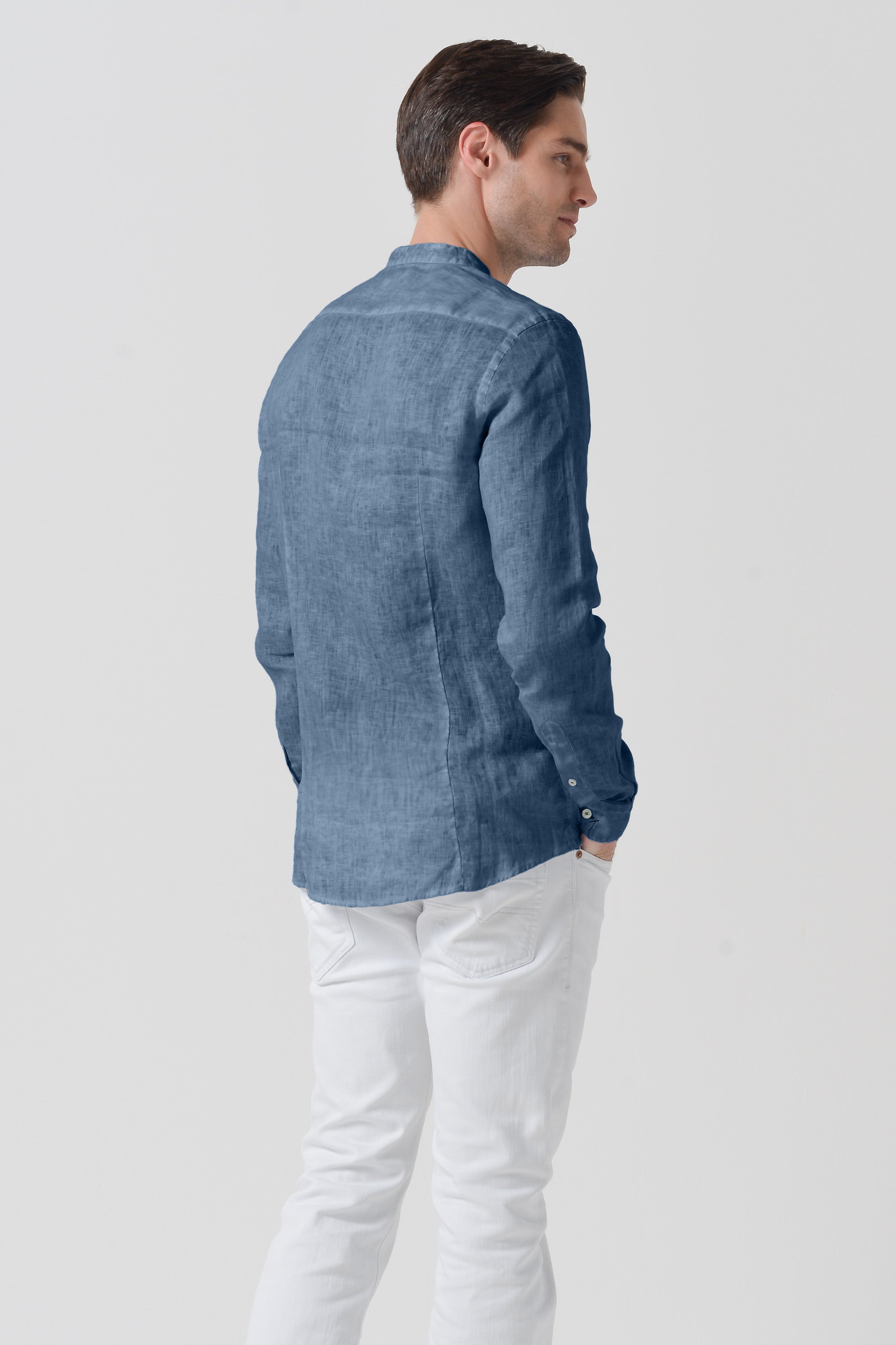 Camicia Lino Collo Coreana - Jeans