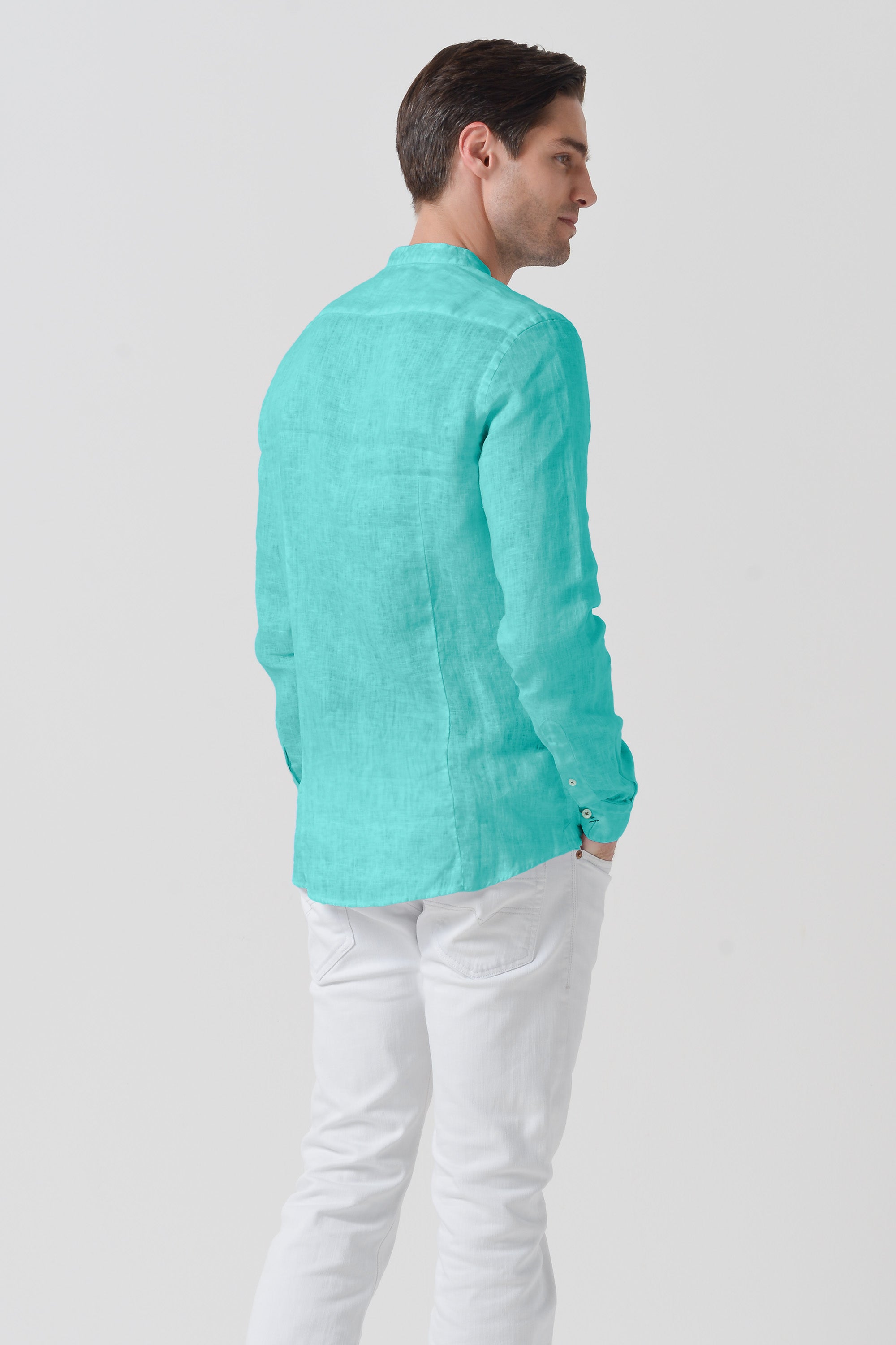 Banded Collar Linen Shirt - Paraggi