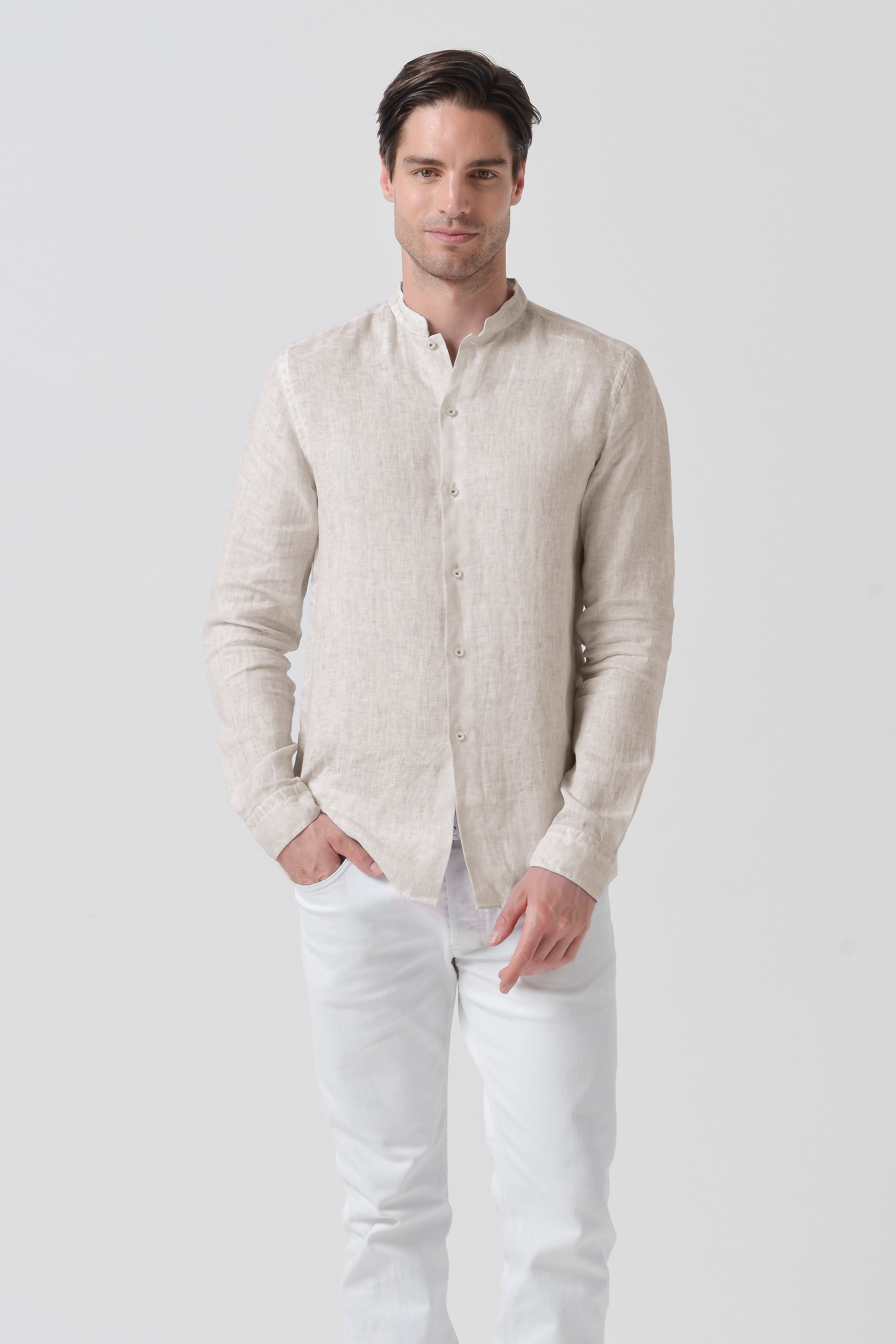 Camicia Lino Collo Coreana - Canapa