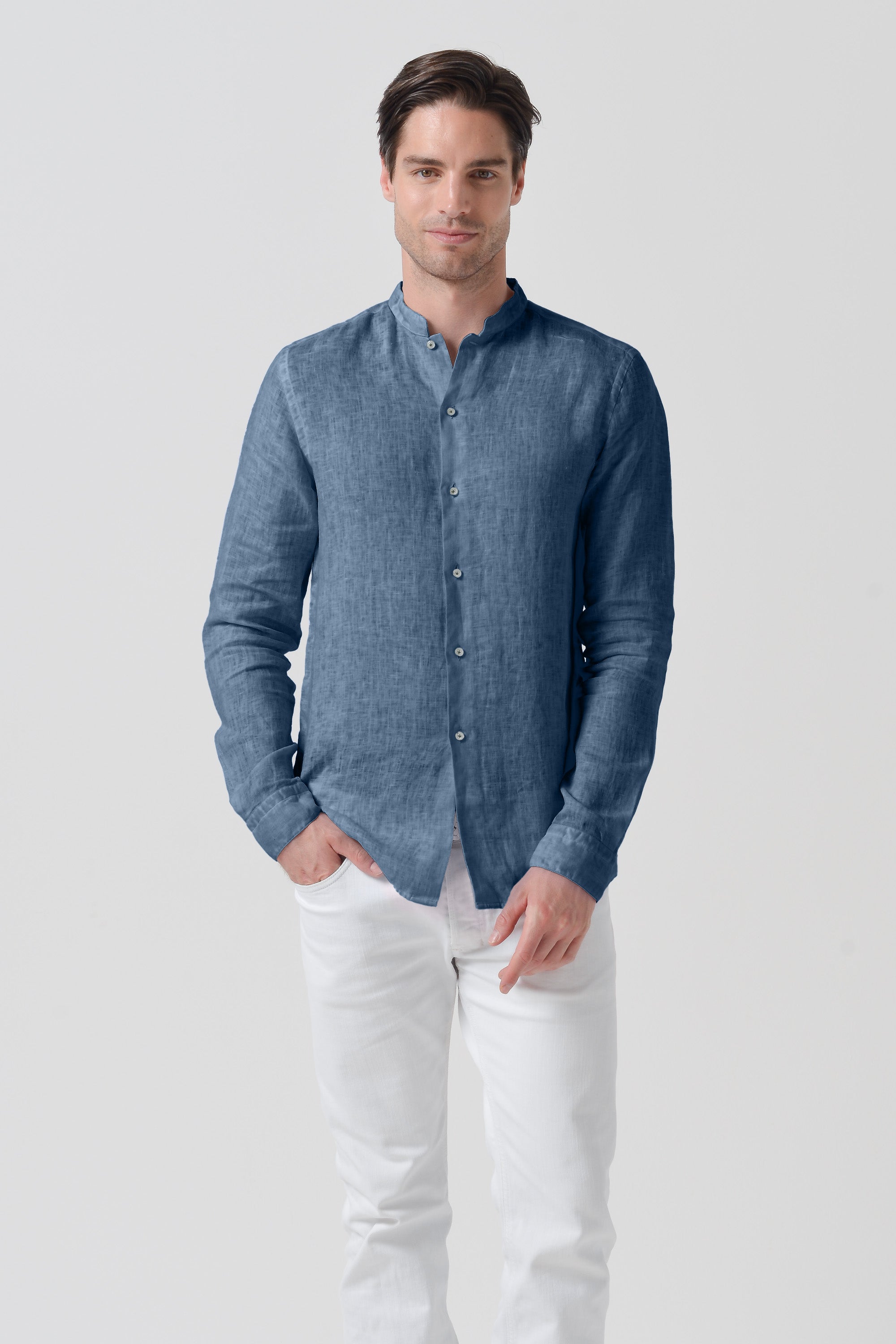 Camicia Lino Collo Coreana - Jeans