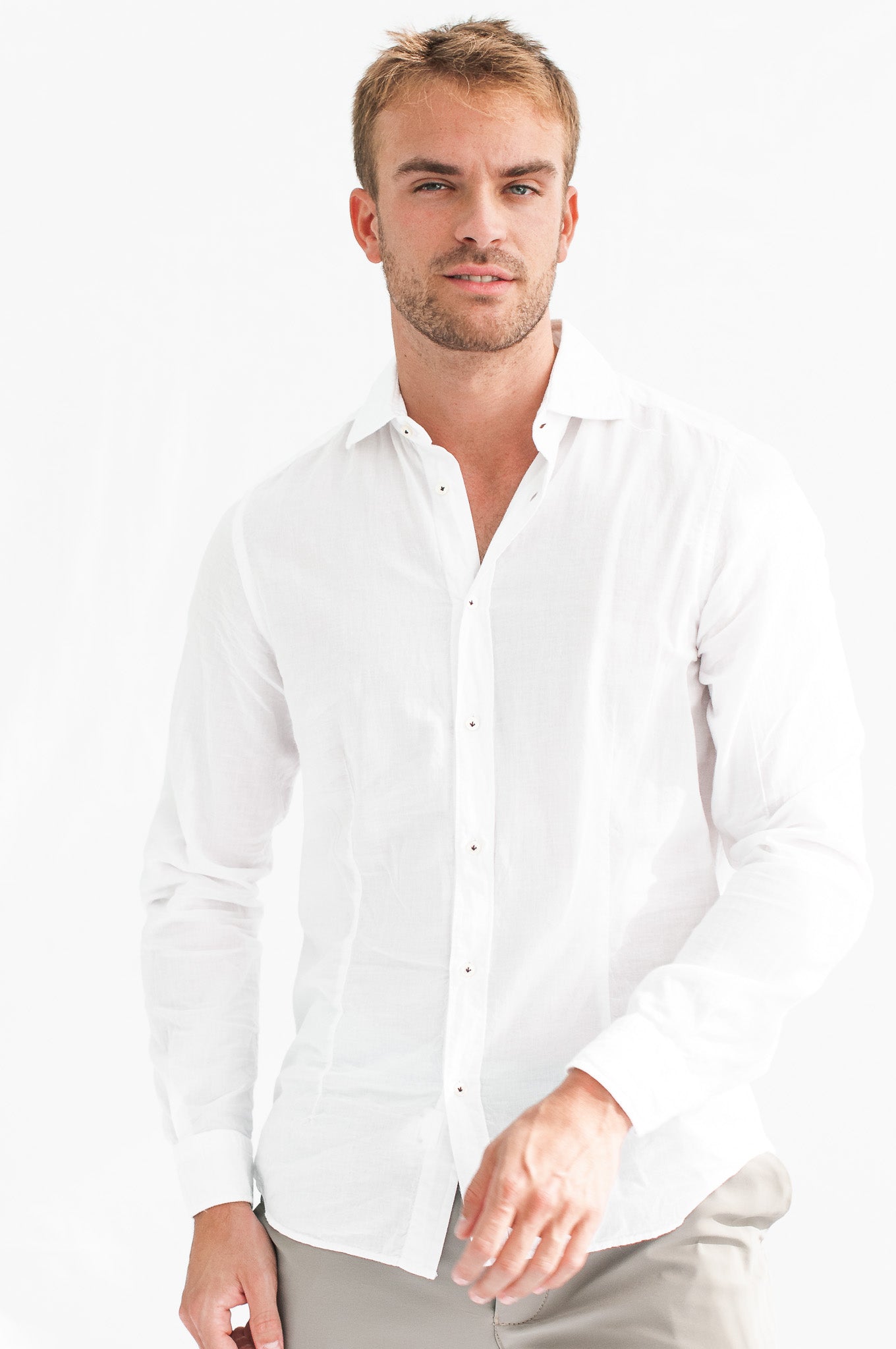 Slim Fit Voile Shirt - White