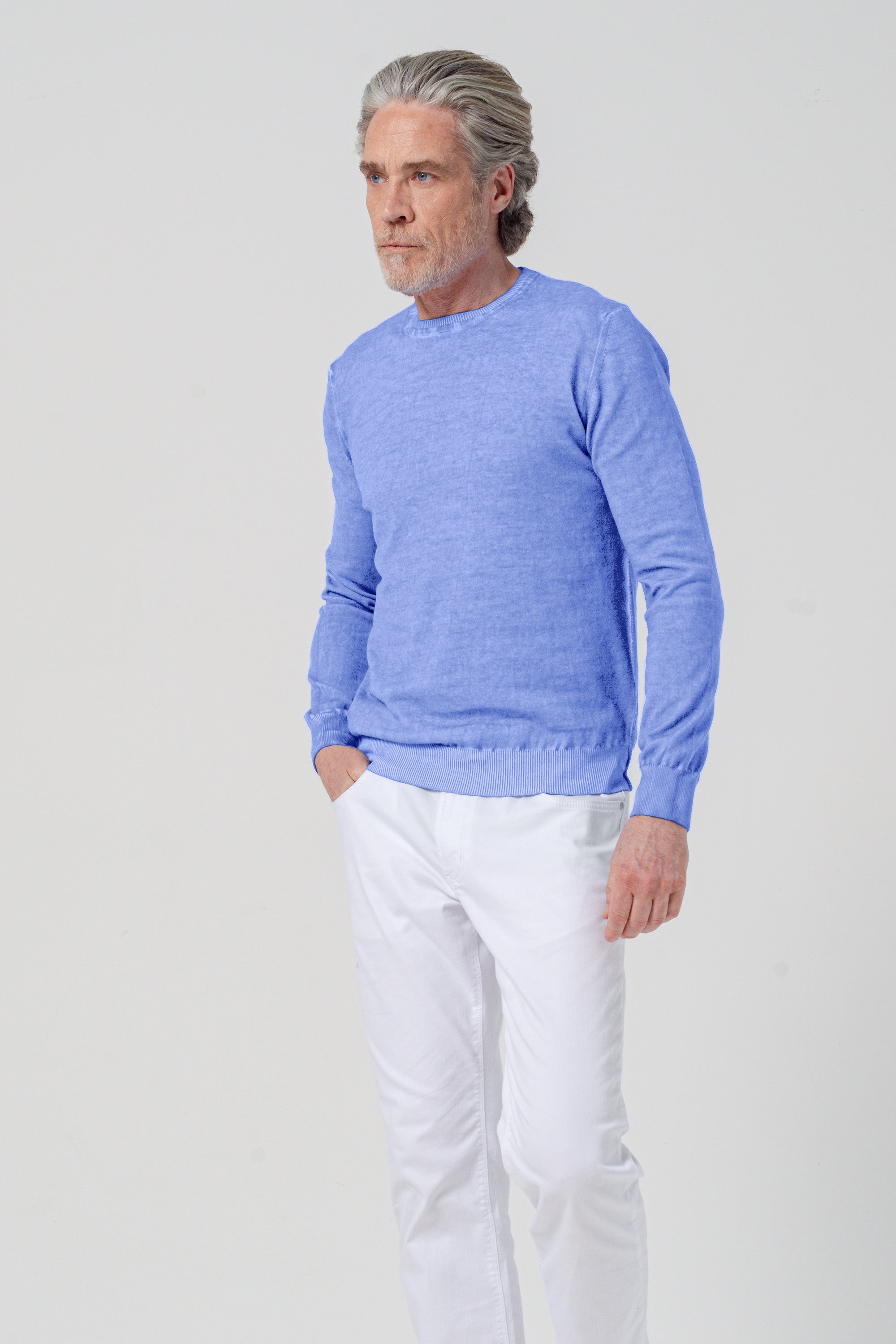 Lightweight Cotton Crew Neck Sweater - Bay