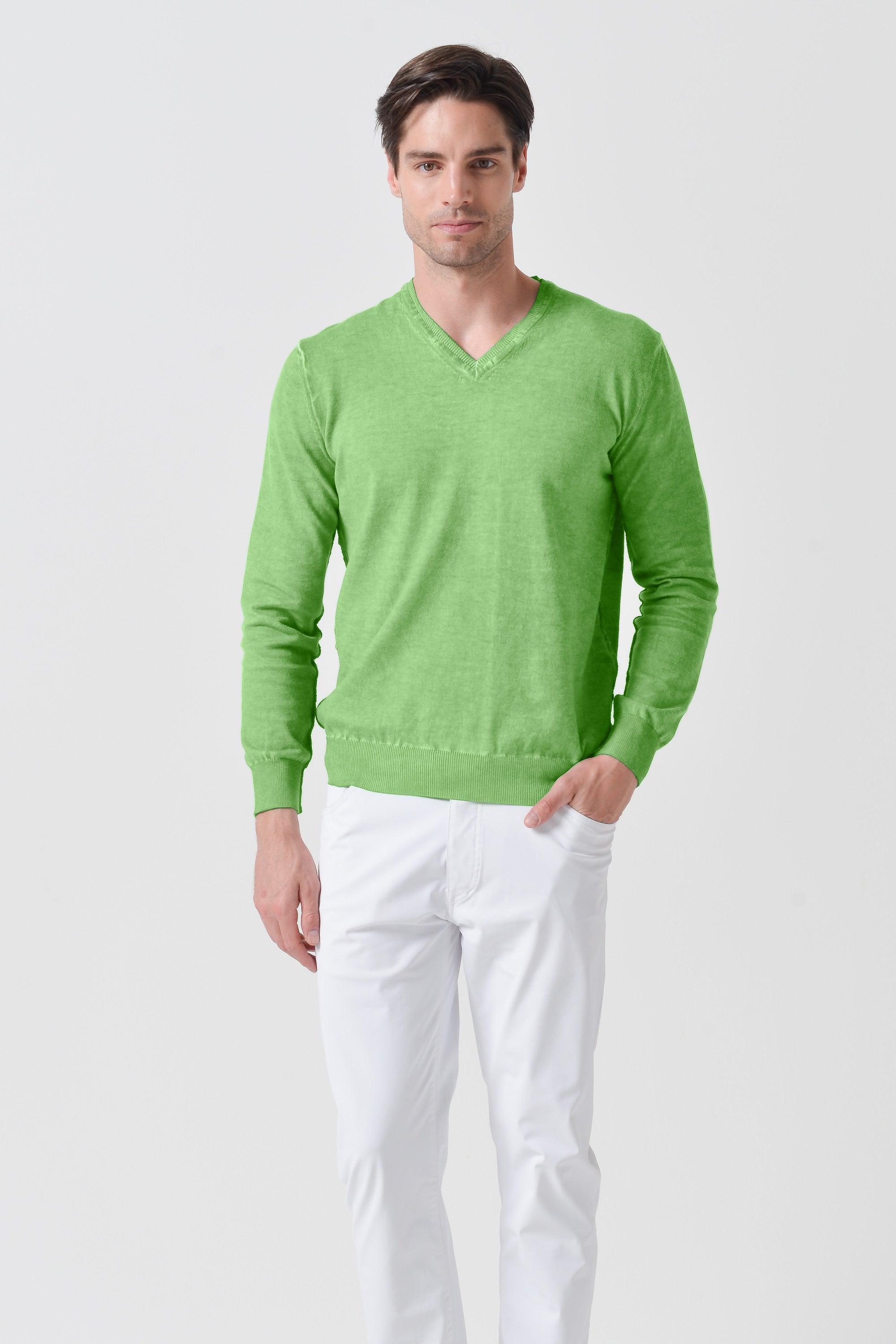 Maglia Scollo-V Cotone - Edera