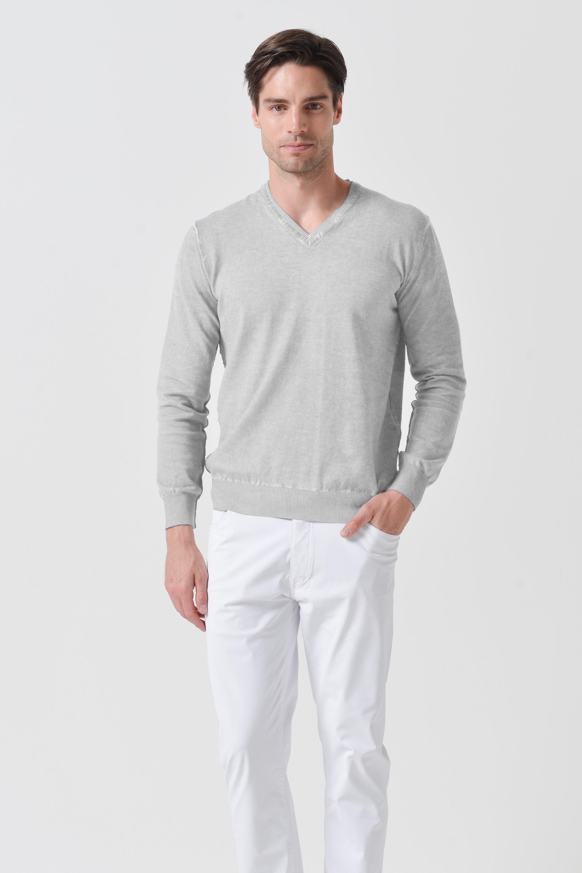 V-Neck Knit - Marmo