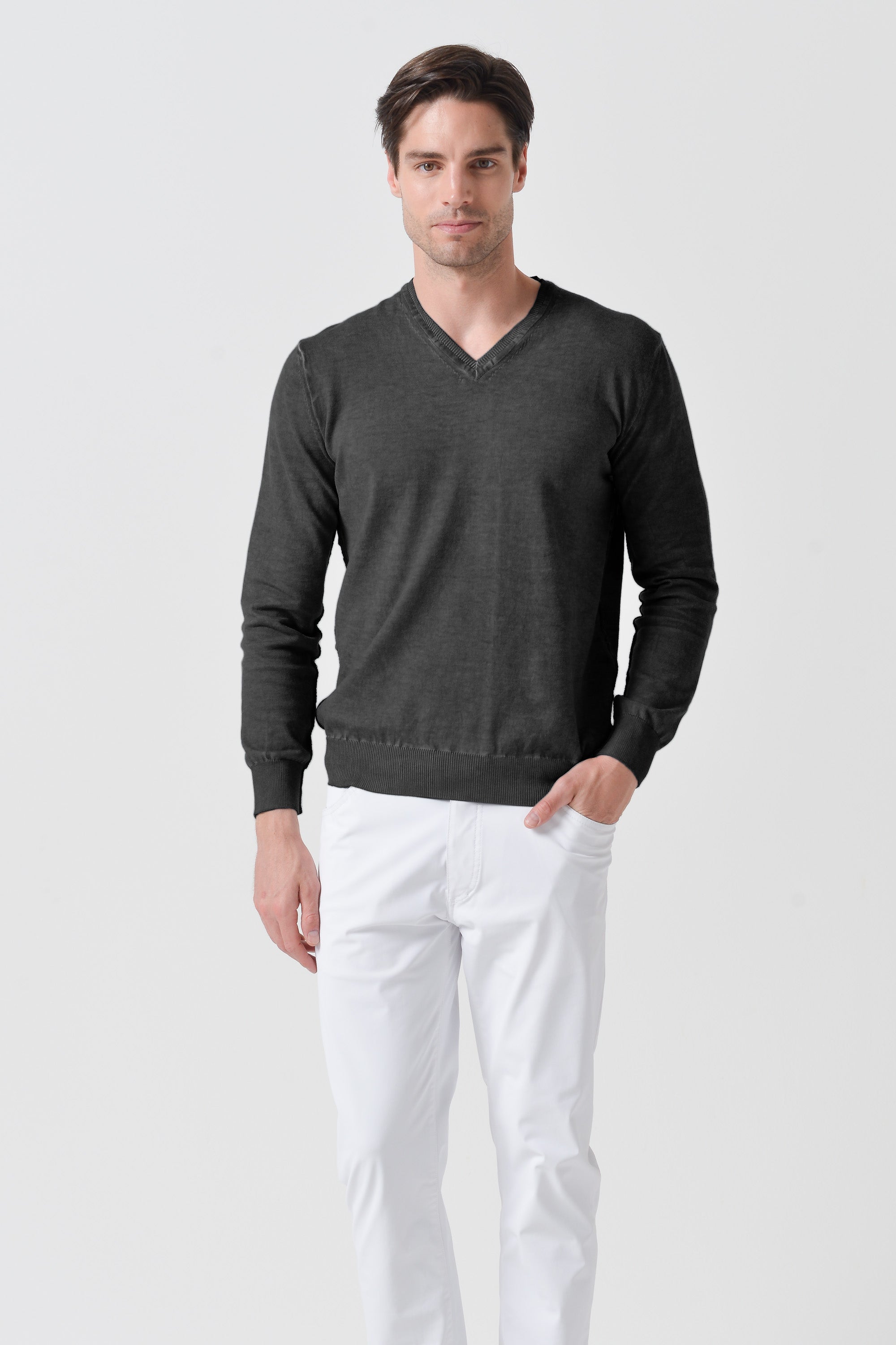 V-Neck Knit - Pietra