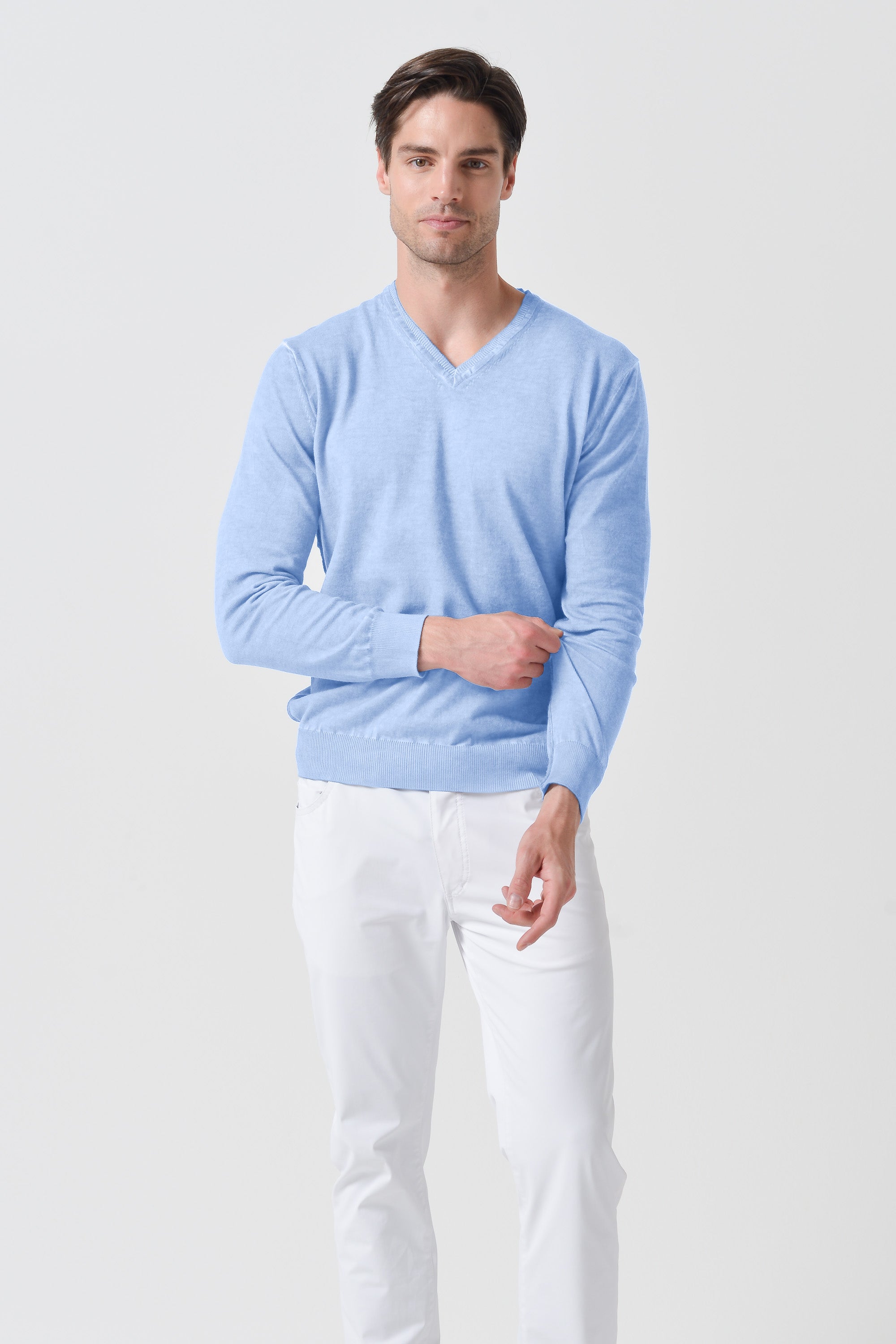 V-Neck Knit - Cielo
