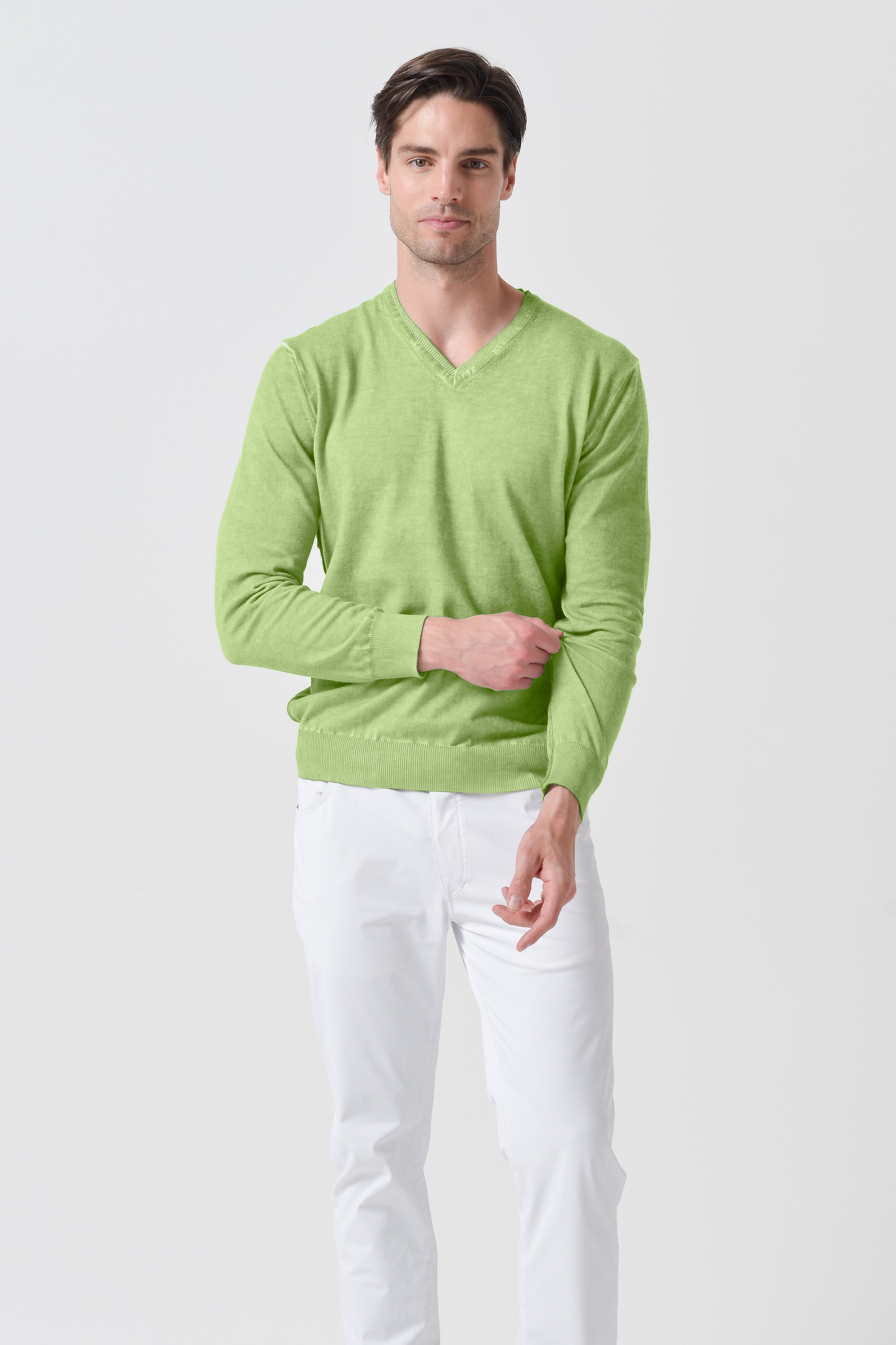 Maglia Scollo-V Cotone - Kiwi