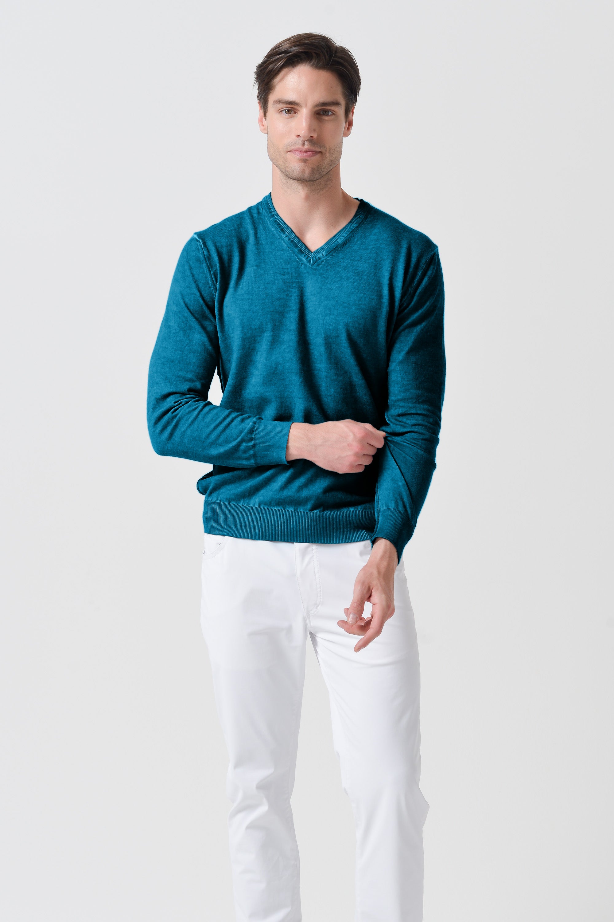V-Neck Knit - Libeccio