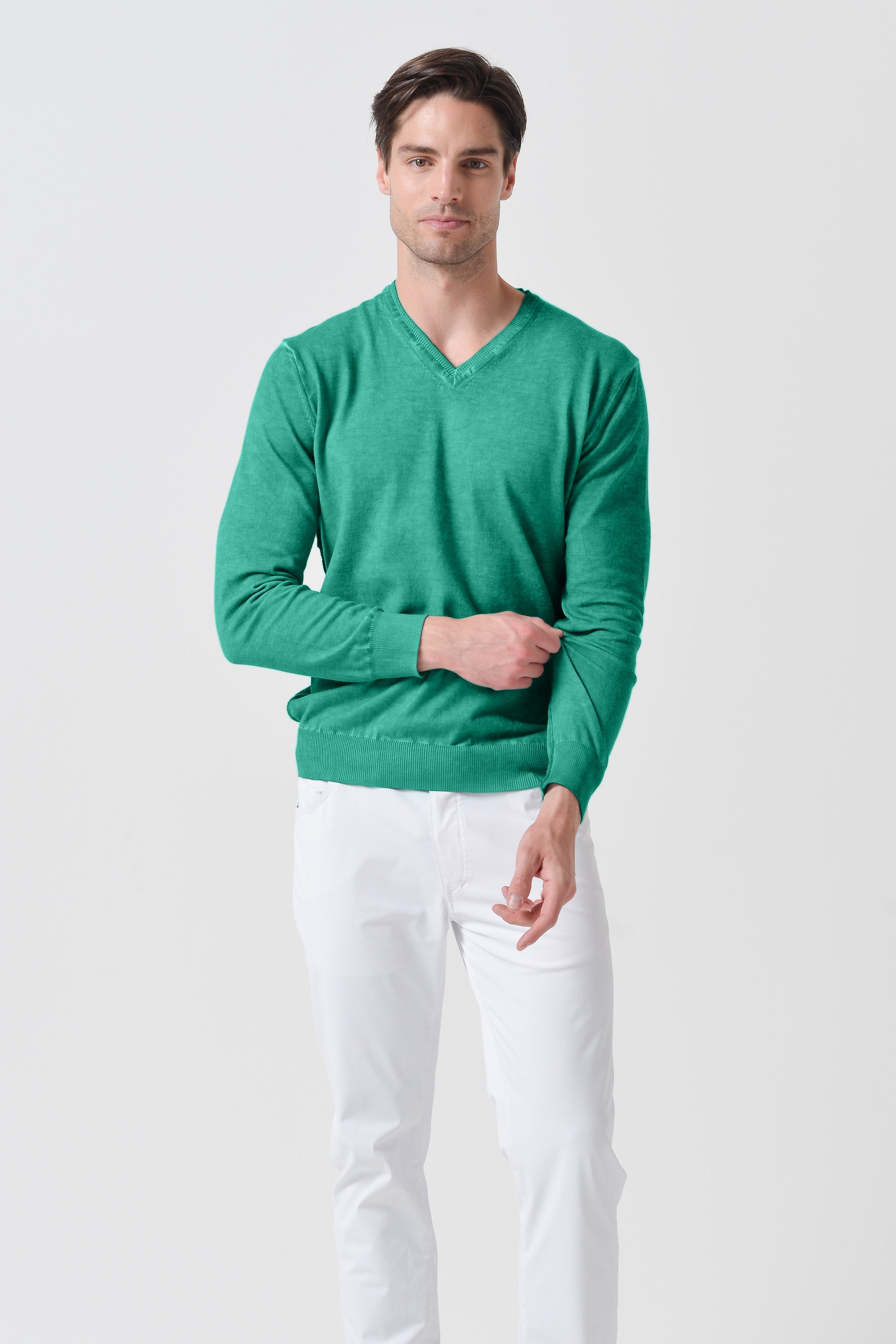 V-Neck Knit - Smeraldo