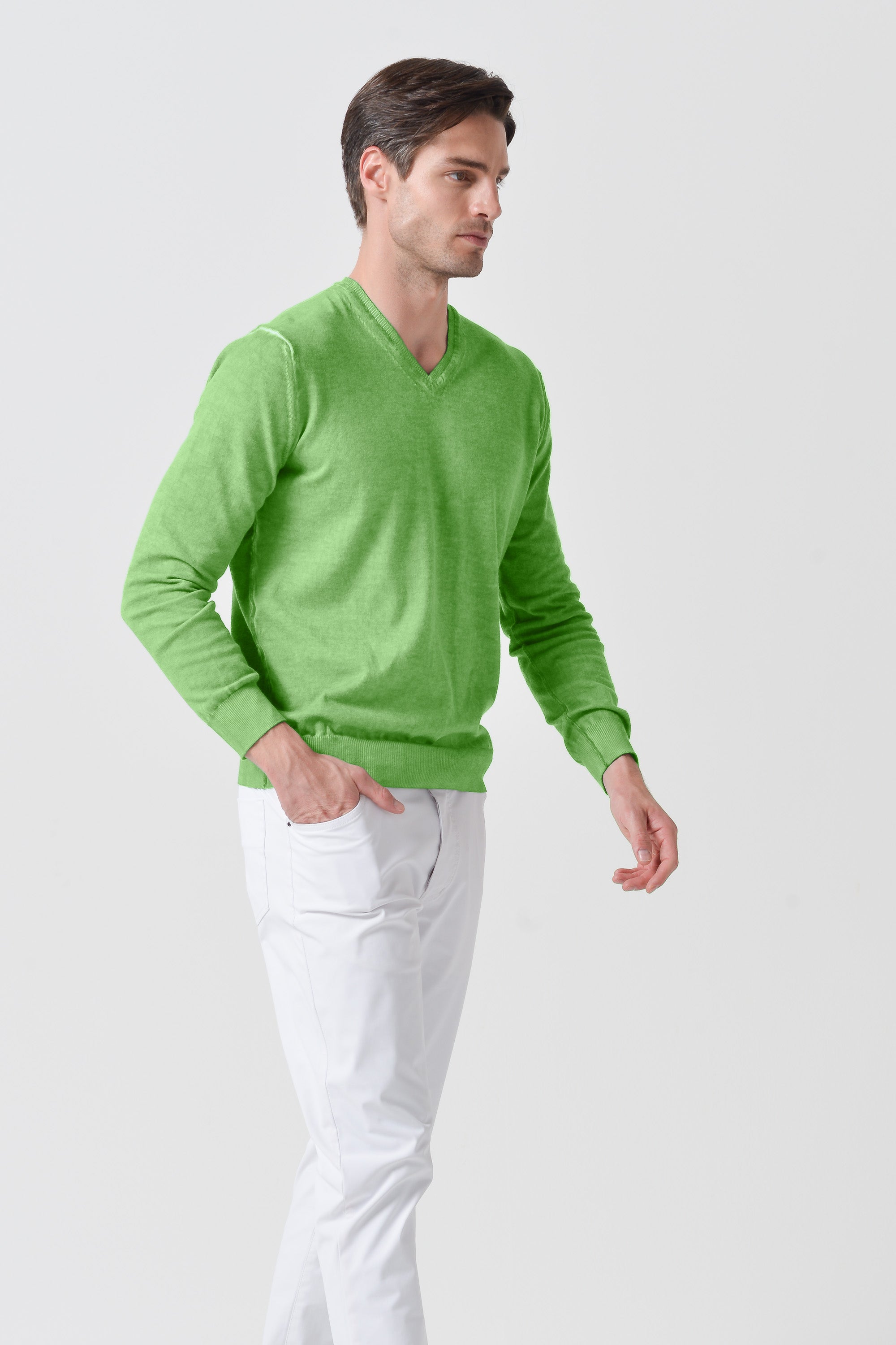 Maglia Scollo-V Cotone - Edera