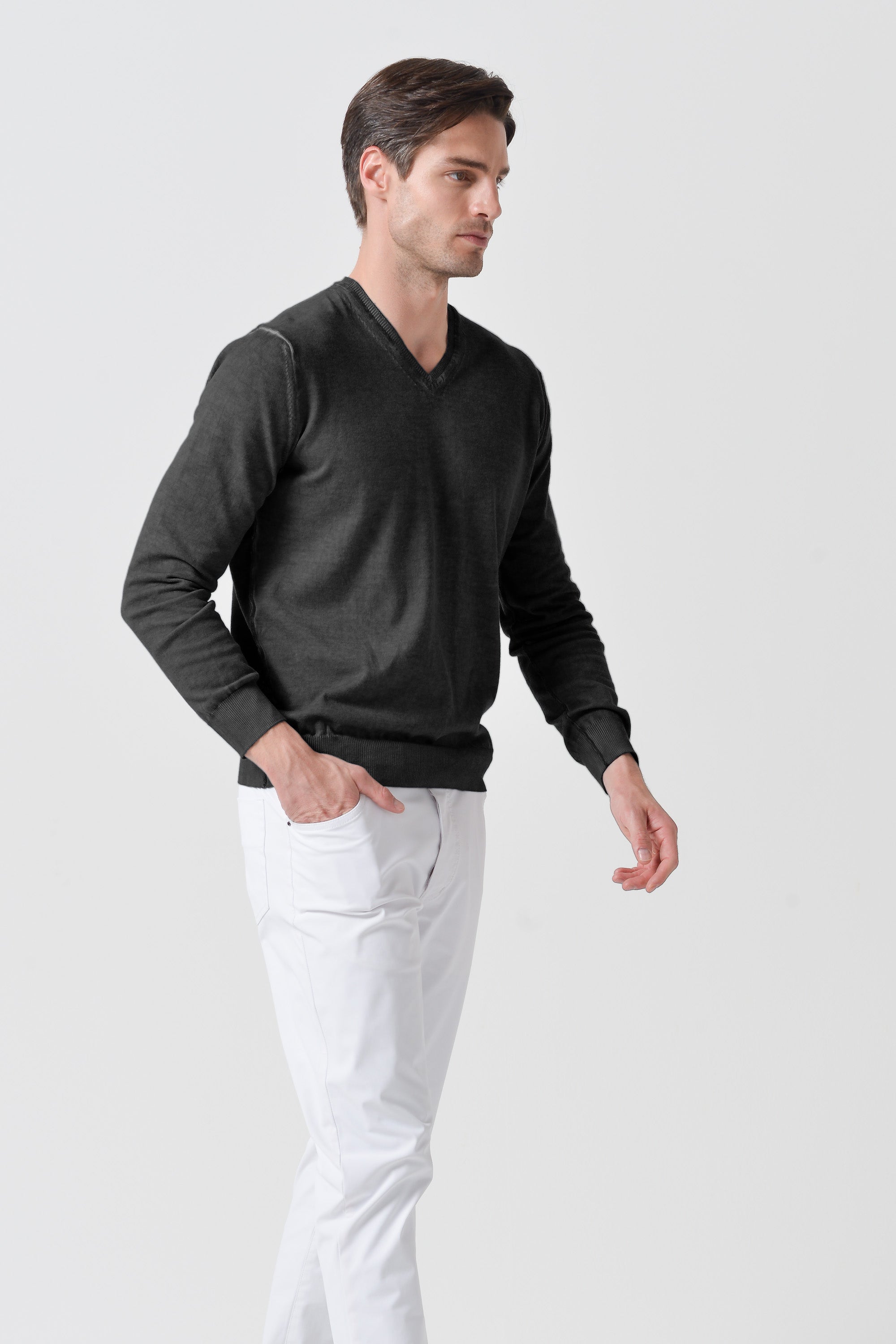 V-Neck Knit - Pietra
