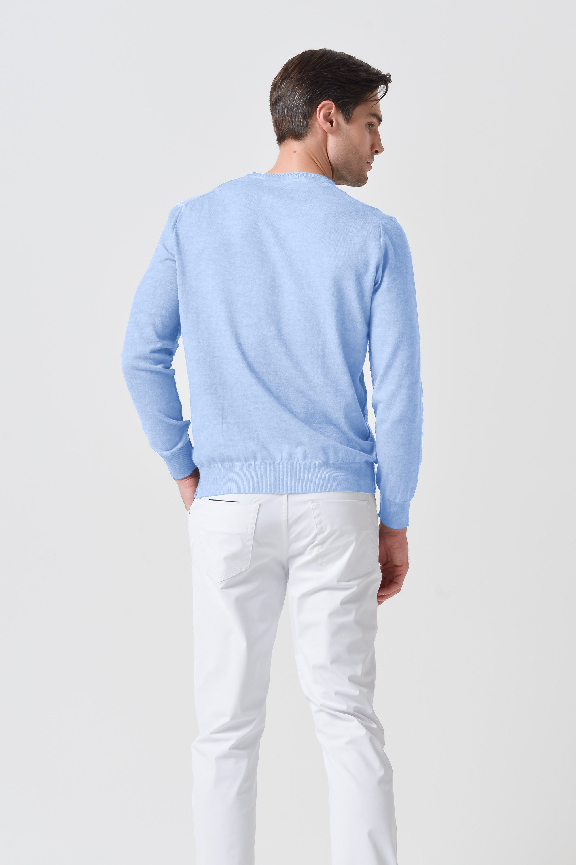 Maglia Scollo-V Cotone - Cielo